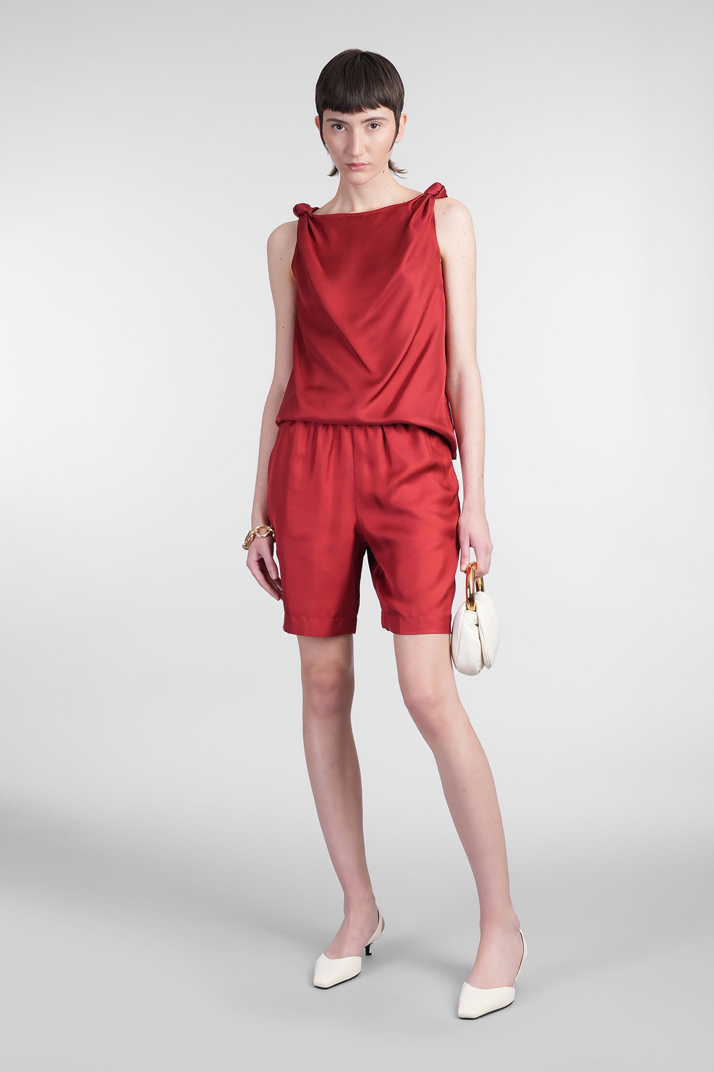 LOULOU STUDIO REMY TOPWEAR IN RED SILK 