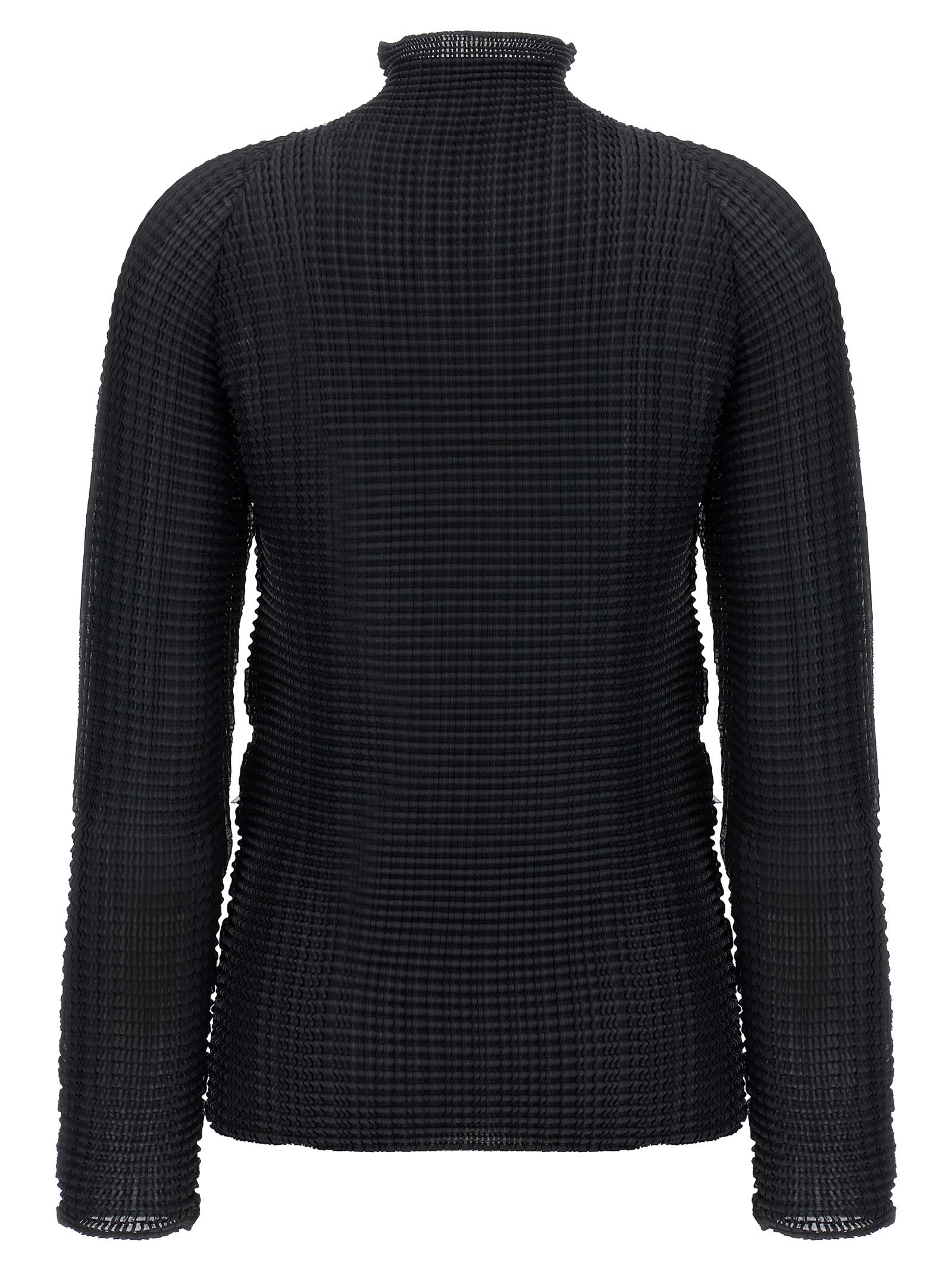 Issey Miyake Black Wooly Pleats Blouse