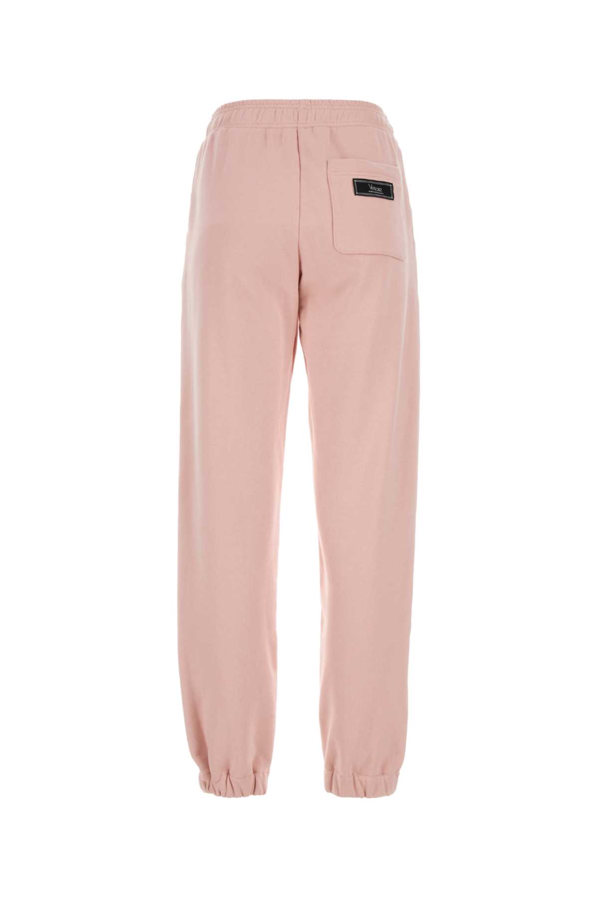 Versace Pink Cotton Joggers In Pinkwhite