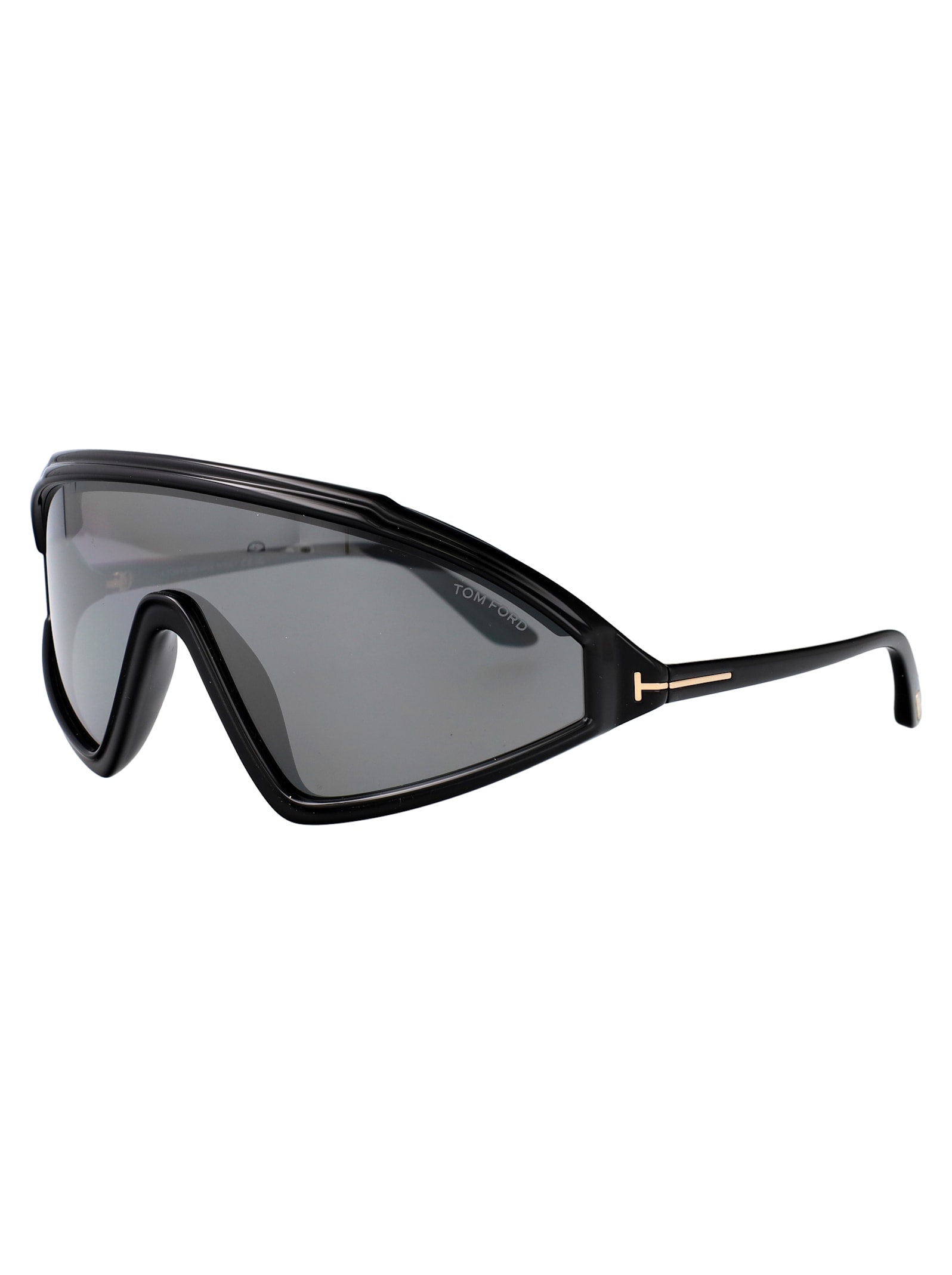 Tom Ford Eyewear Lorna Shield Frame Sunglasses In 01c Nero Lucido / Fumo Specchiato