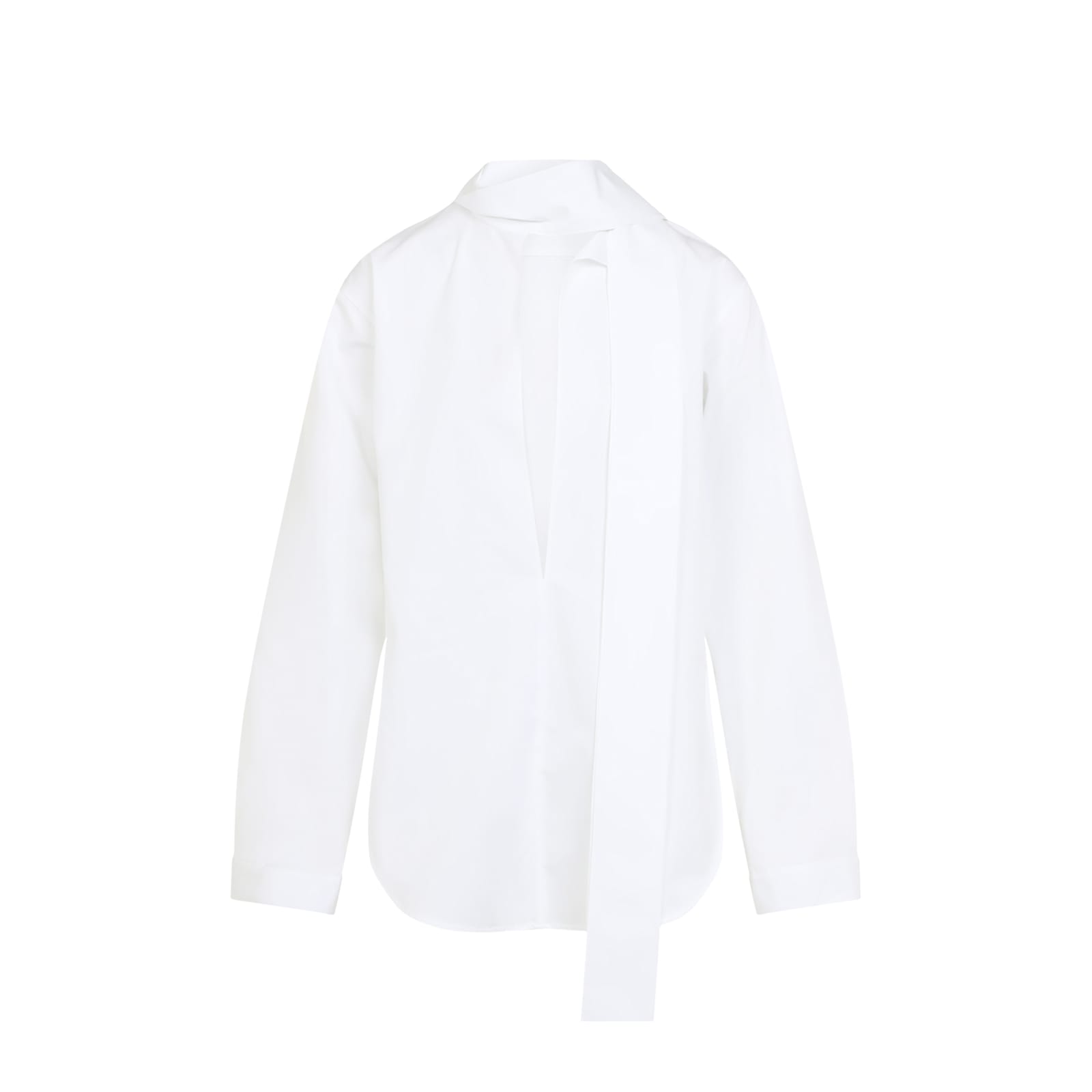 Alaïa Elegant Cotton Scarf Blouse For Women In Blanc