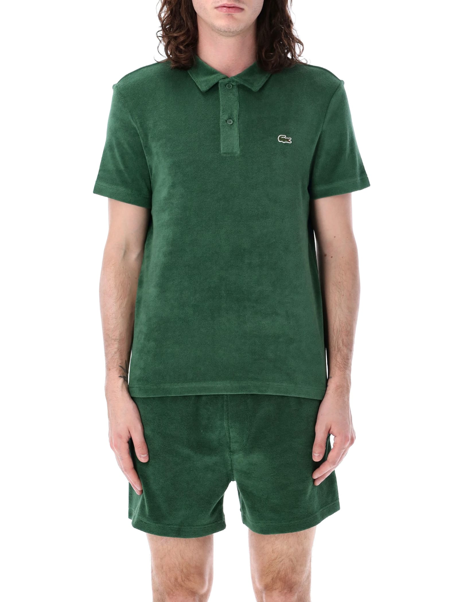 Shop Lacoste Classic Terry Polo Shirt In Green