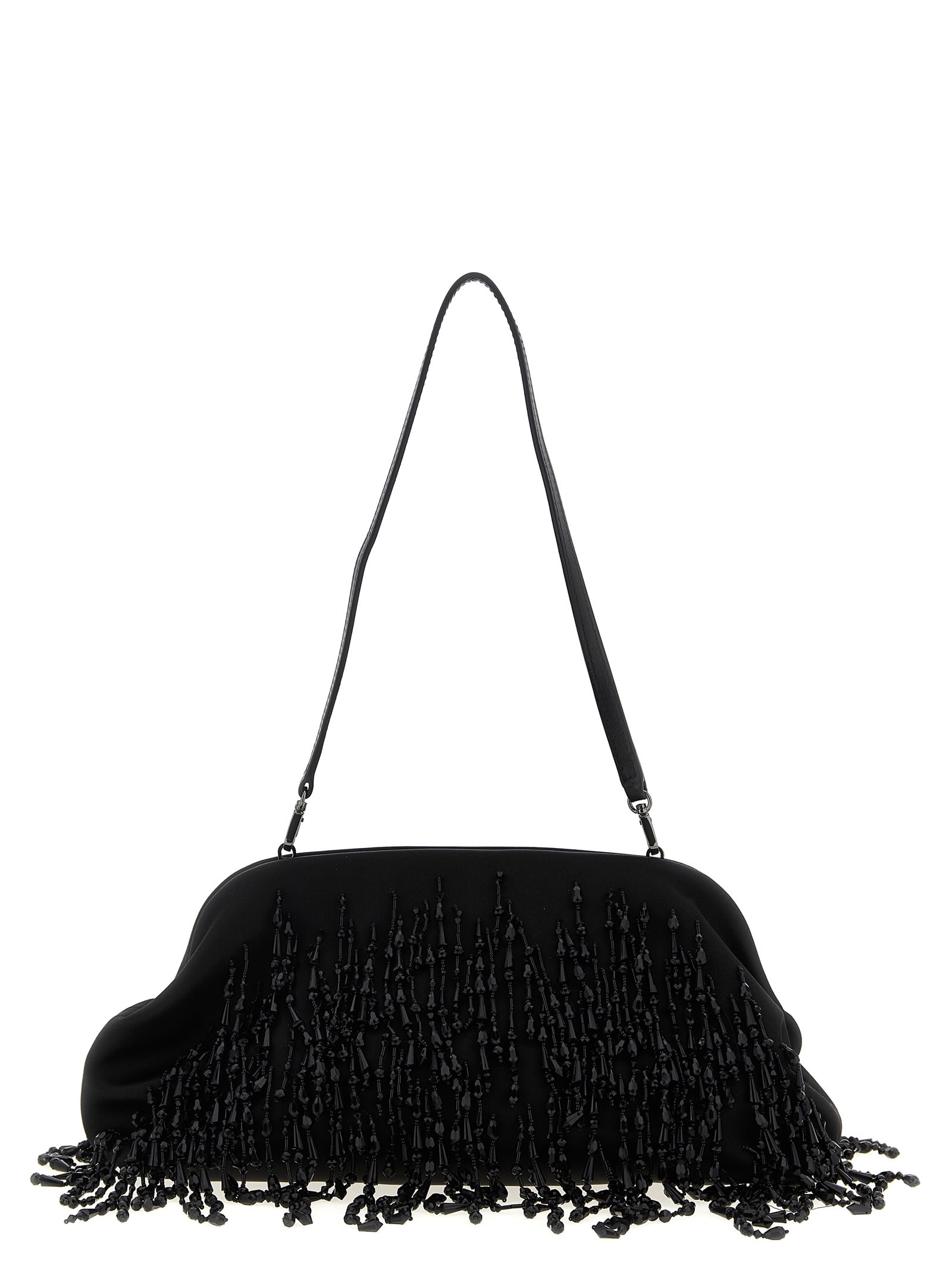 Alberta Ferretti Satin Clutch In Black
