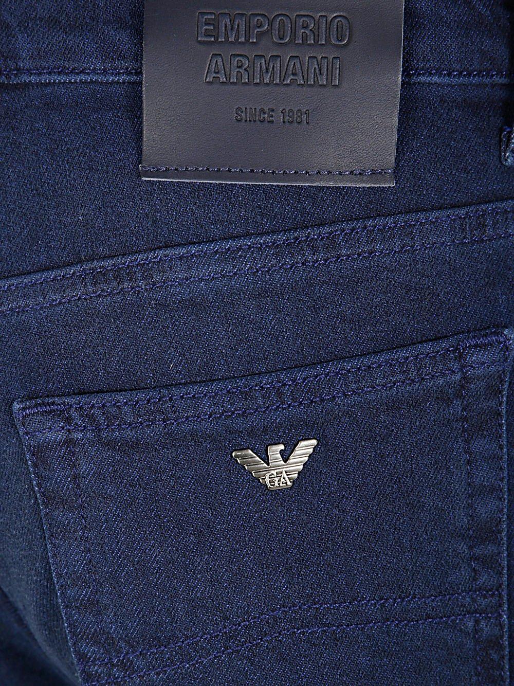 Emporio Armani J7e Logo Plaque Straight Leg Jeans In Navy Blue