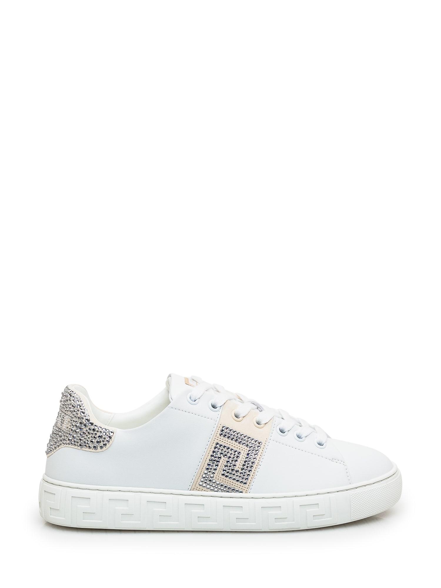 Shop Versace Greca Sneaker In White