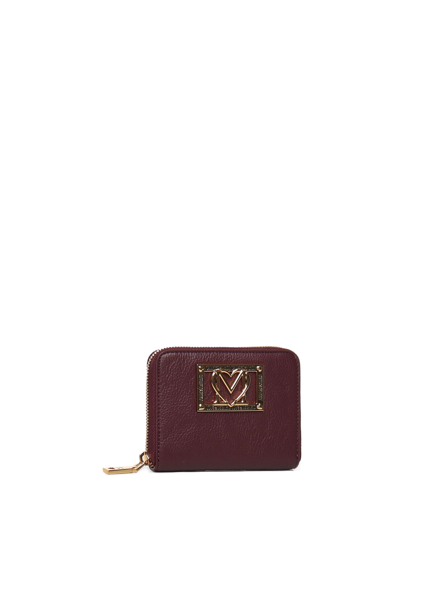 Love Moschino Logo-plaque Zip-around Wallet In Burgundy