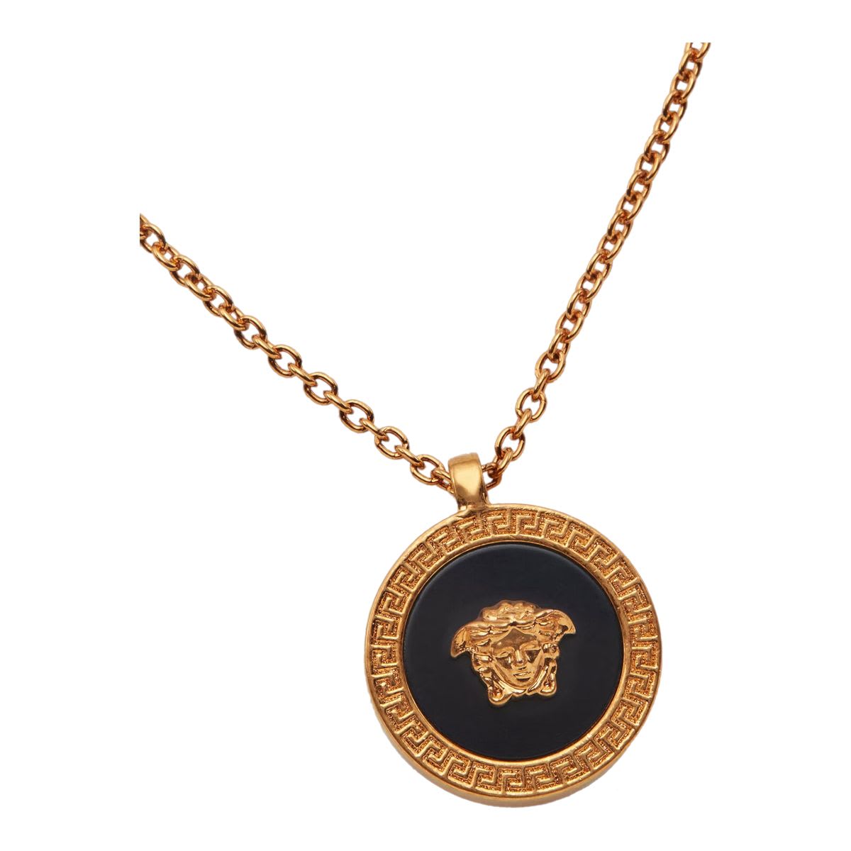 Shop Versace Enameled Medusa Necklace In Gold