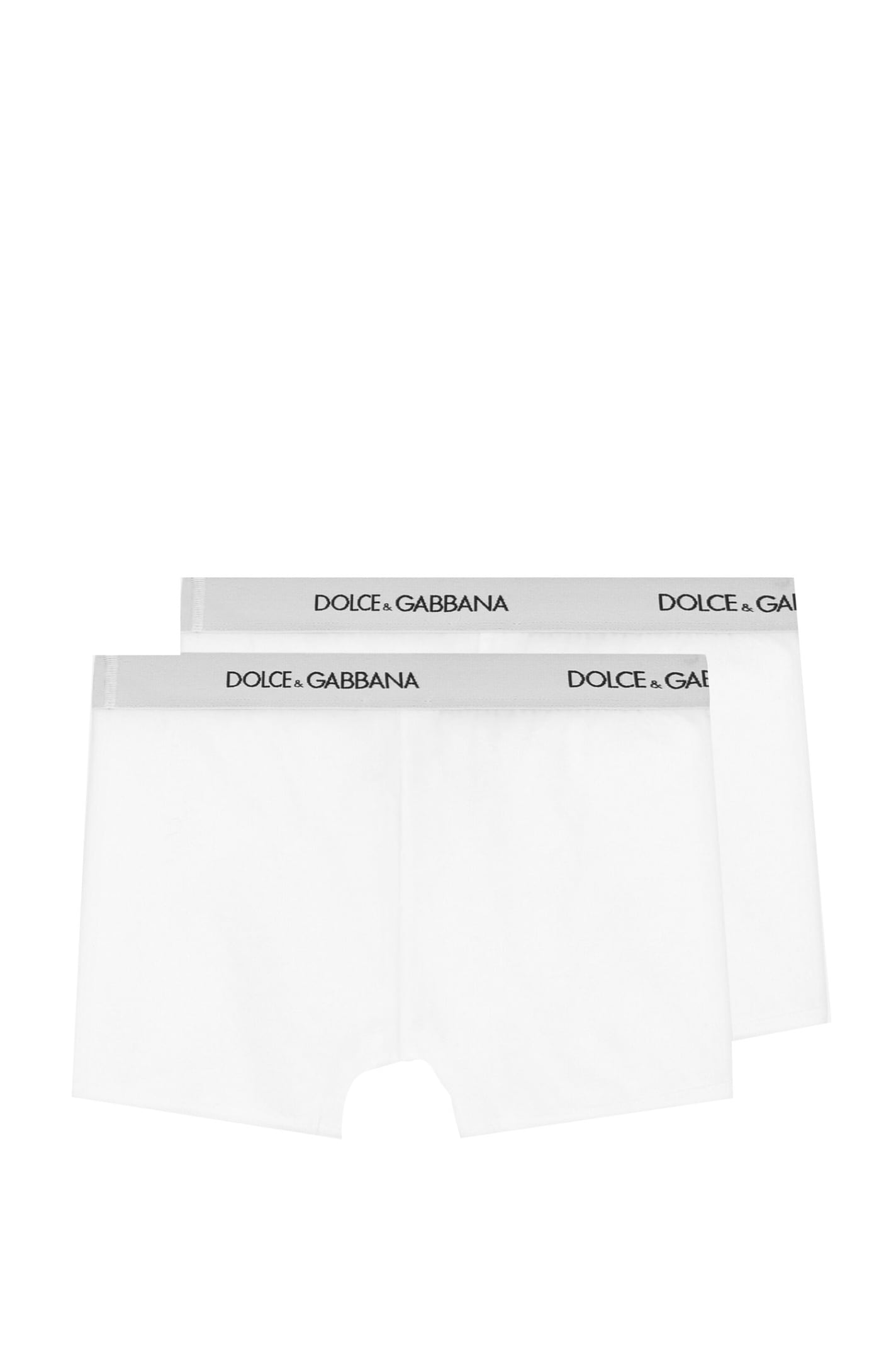 Shop Dolce & Gabbana Bi-pack Boxer In Jersey With Logoed Elastic In White