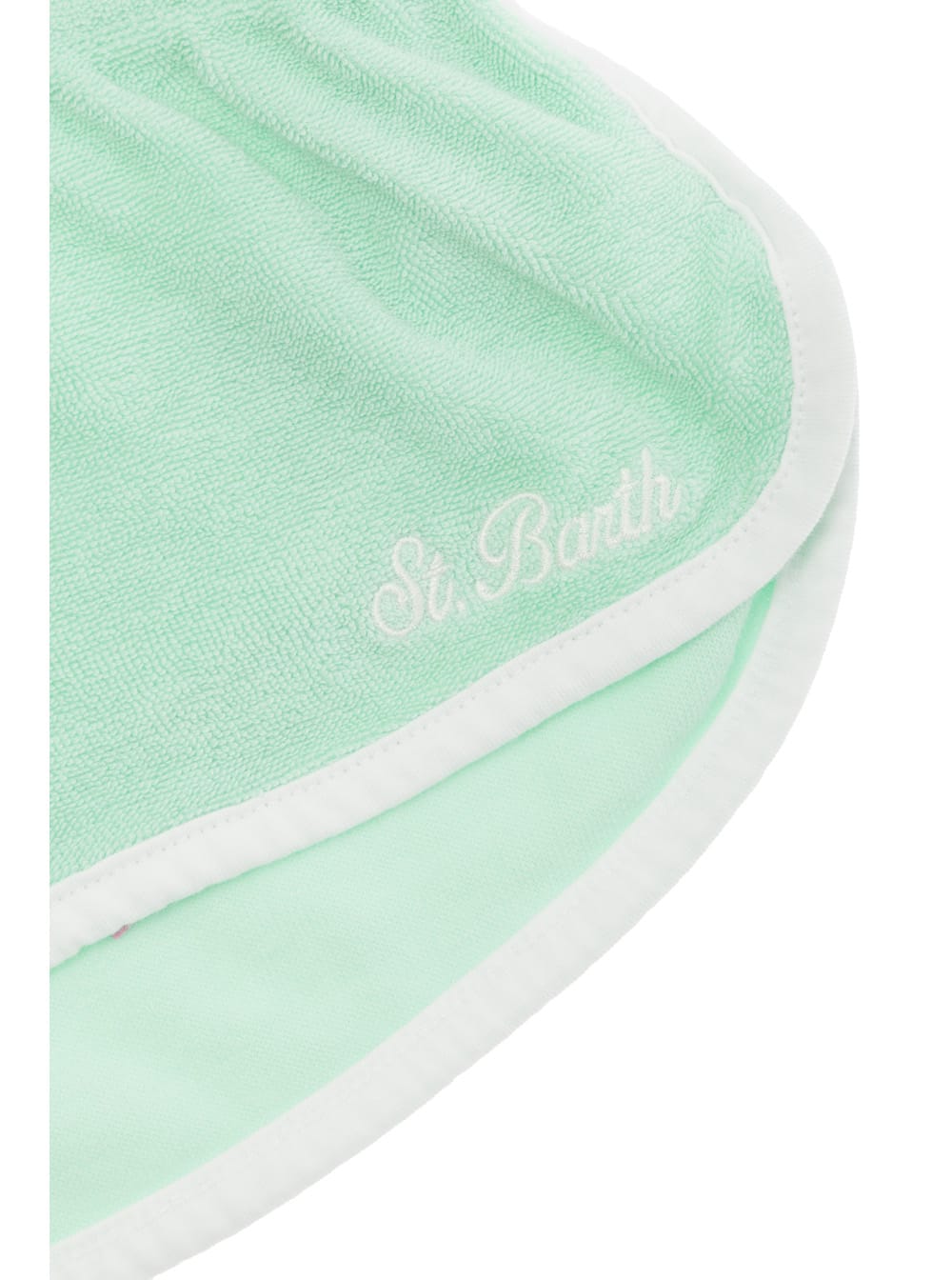 Shop Mc2 Saint Barth Mint Green Shorts With Logo Lettering Embroidery In Cotton Blend Girl