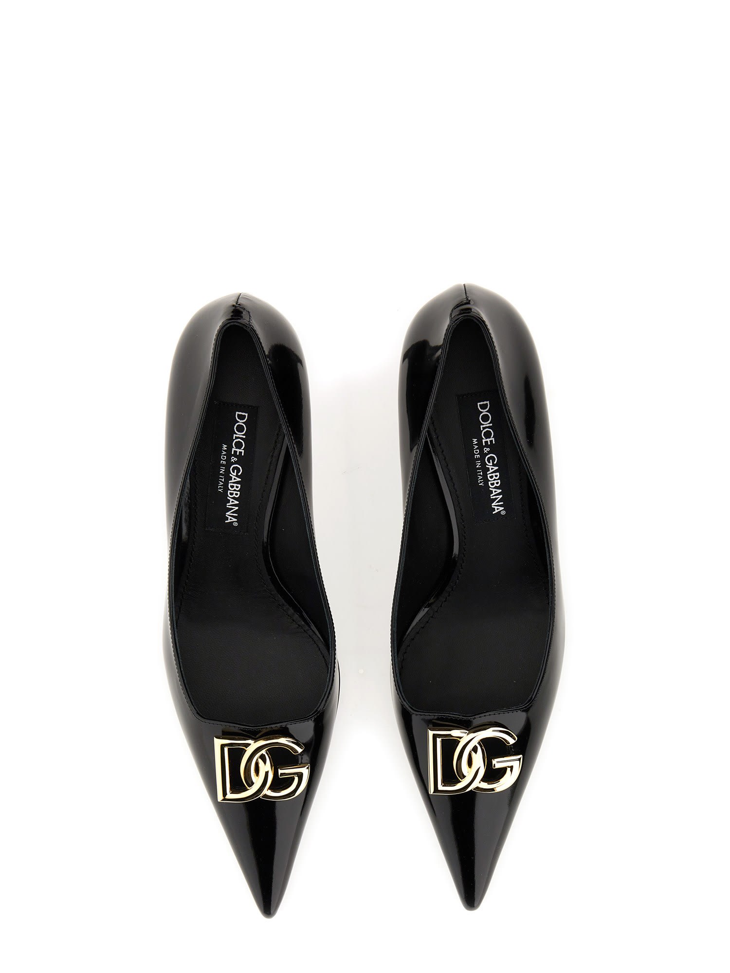 Dolce & Gabbana Pointed Toe Leather Pumps With Stiletto Heel In Black