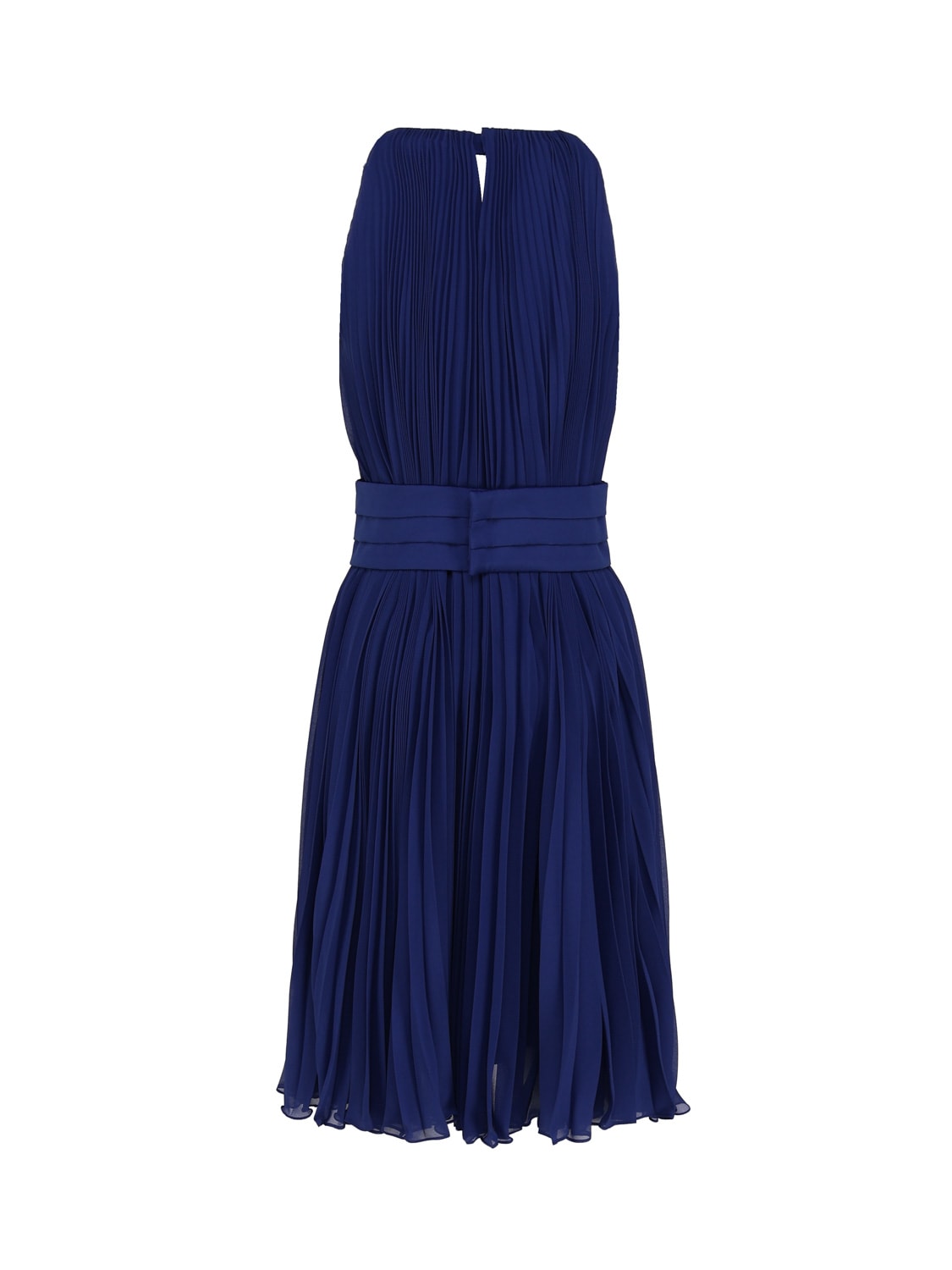 Shop Max Mara Short Pleated Dress In Blue