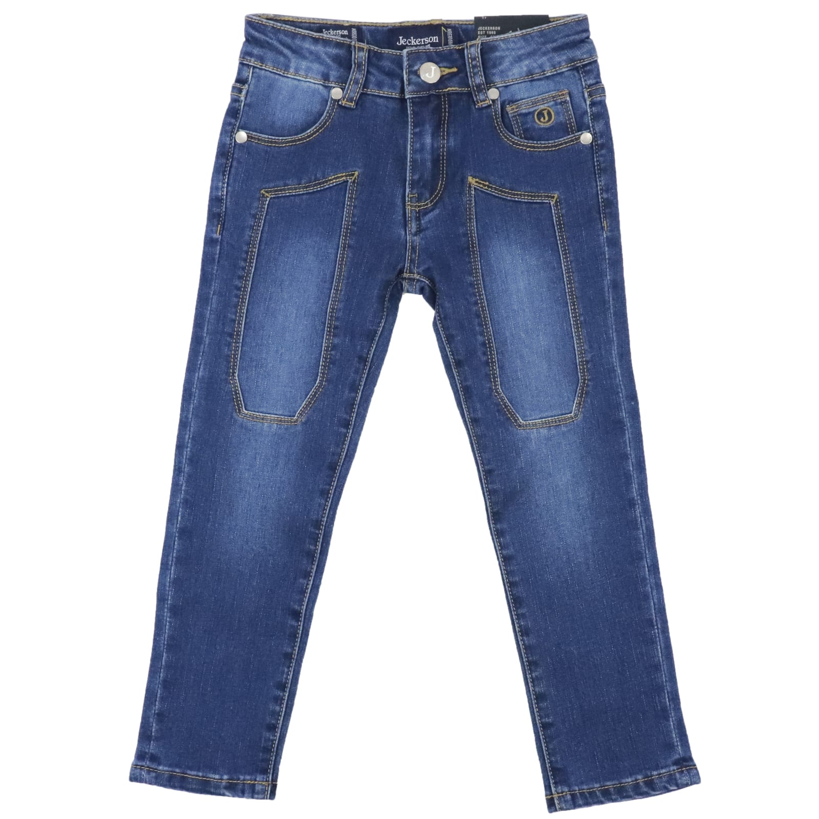 Jeckerson Kids' Faded Denim Jeans In Medium Wash