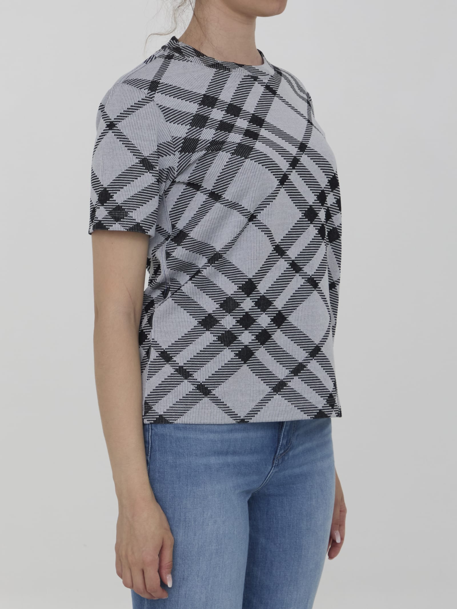 Shop Burberry Check T-shirt In White