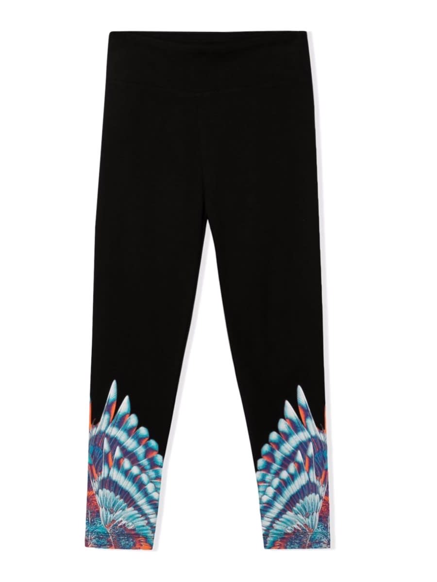 Marcelo Burlon County Of Milan Kids' Blue Birds Wings Leggings In Black