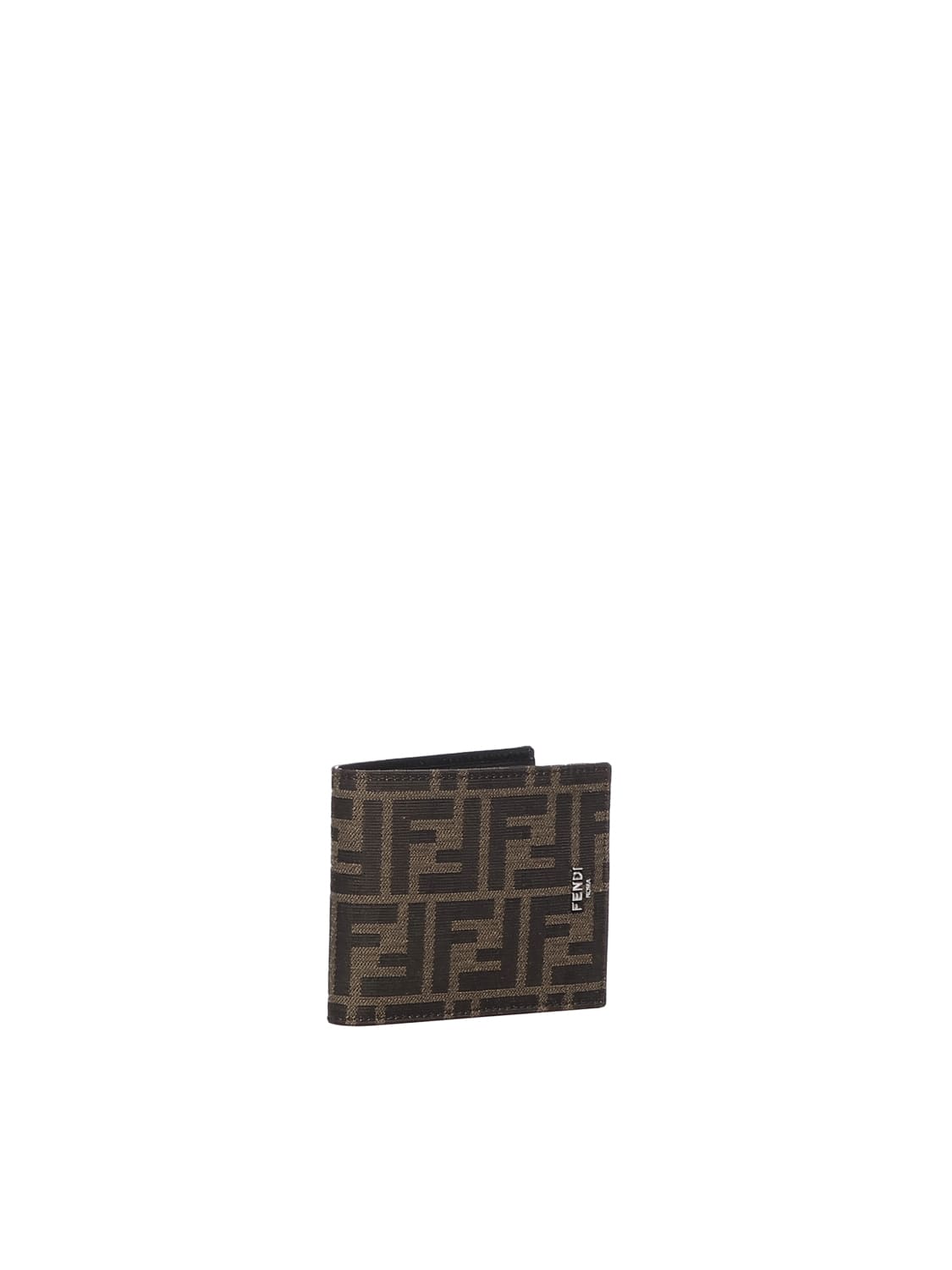 Shop Fendi Ff Bi-fold Fabric Wallet In Brown