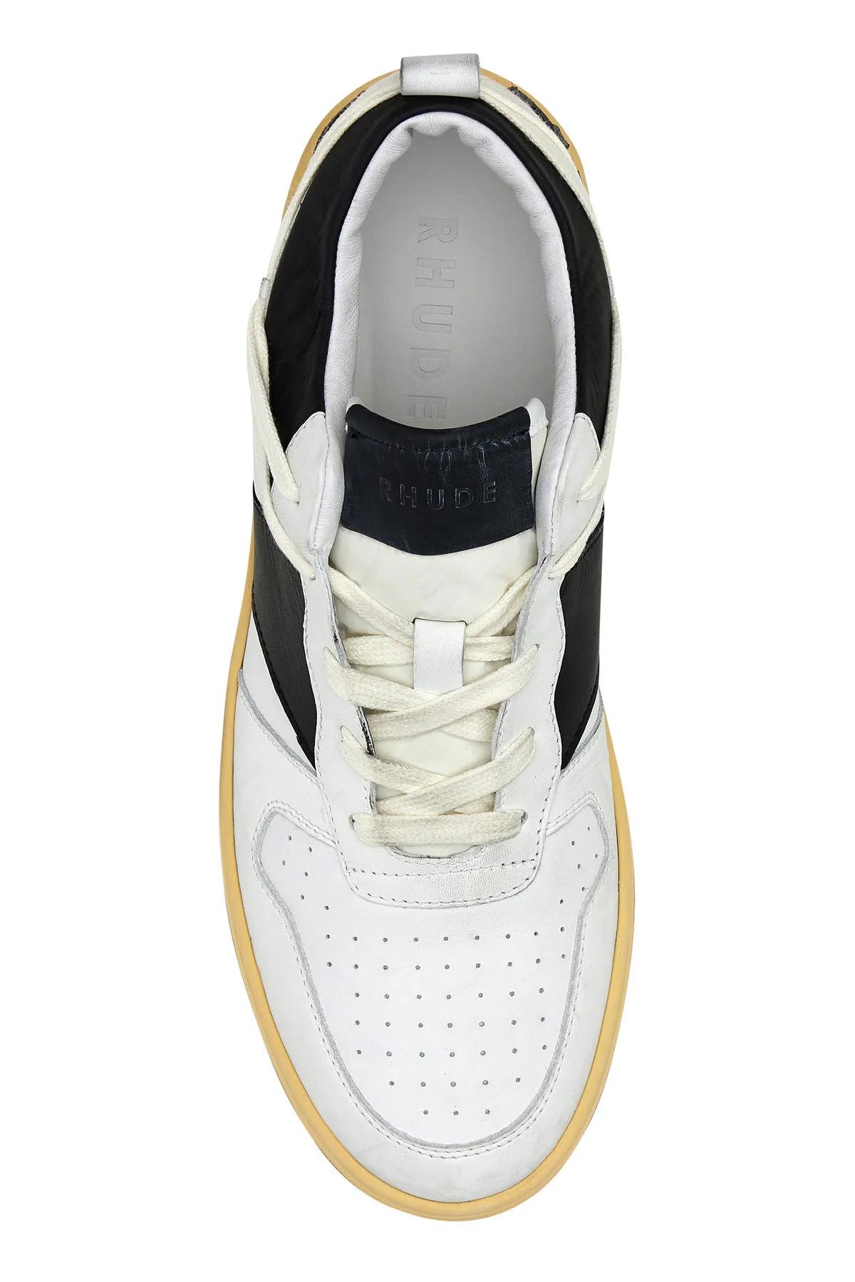 Shop Rhude Two-tone Leather Rhecess Sneakers In White
