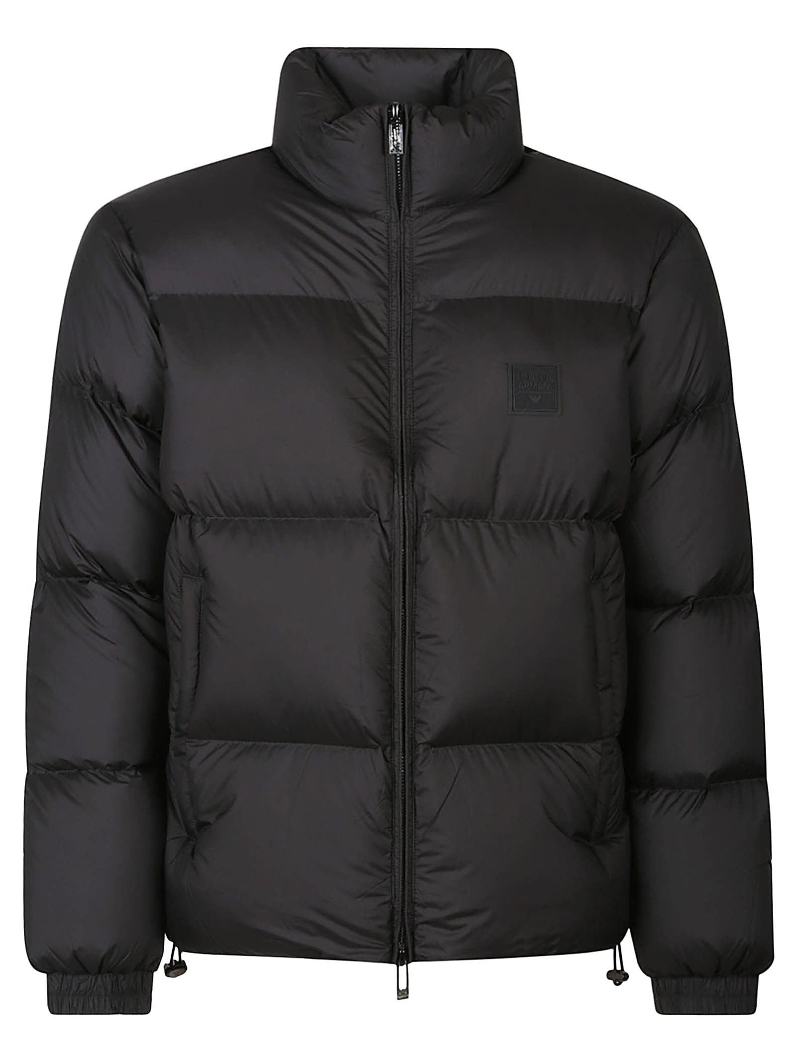 Shop Emporio Armani Logo Patch Down Jacket In Nero