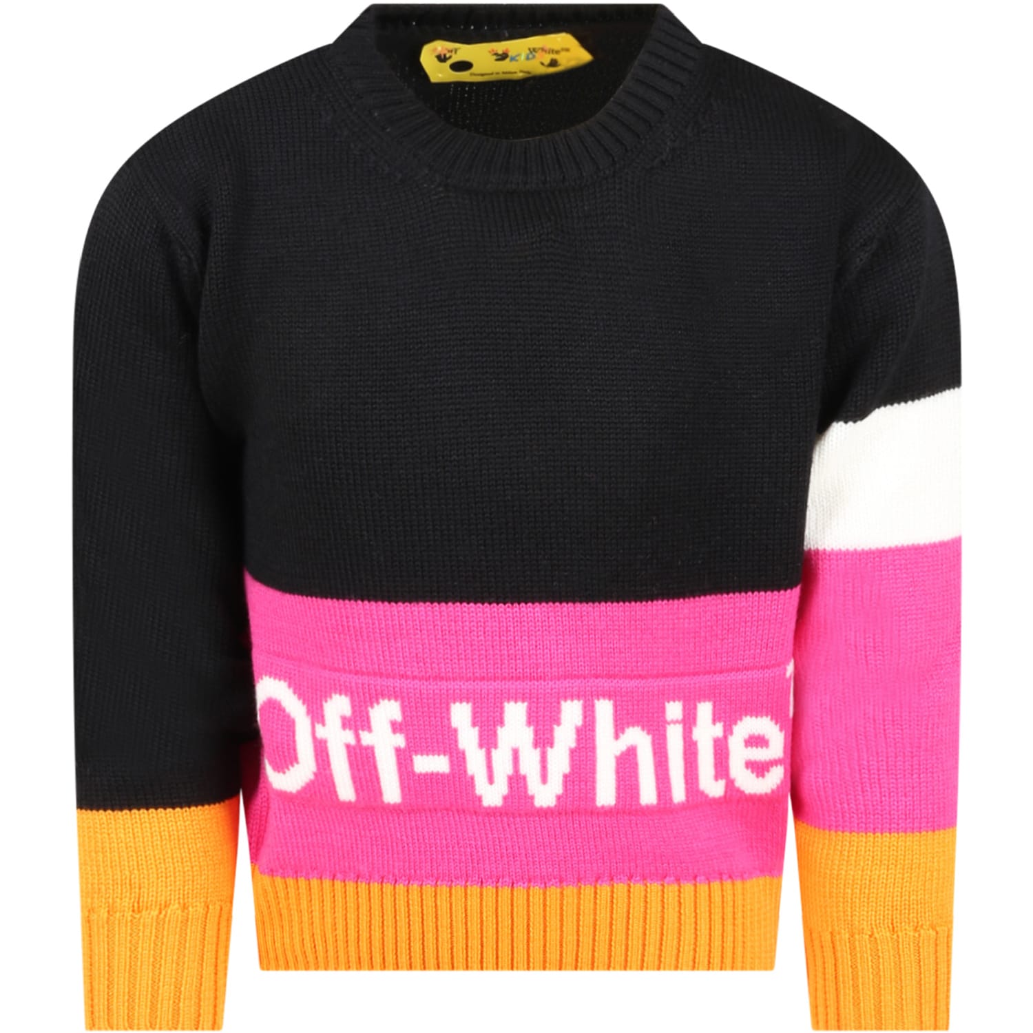 Off-White Multicolor Sweater For Girl With Logo