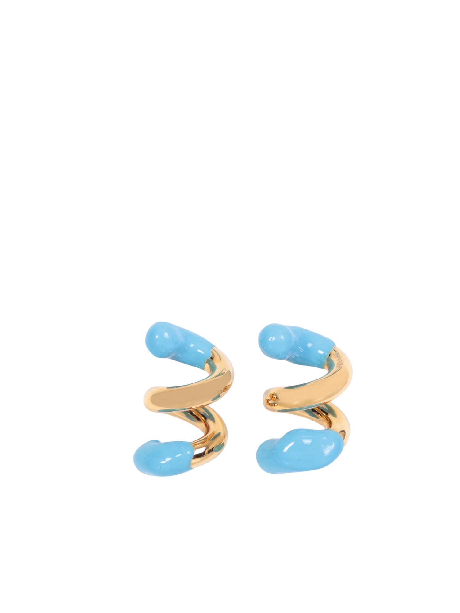 Shop Sunnei Fusillo Rubberized Gold/ Light Blue Earrings