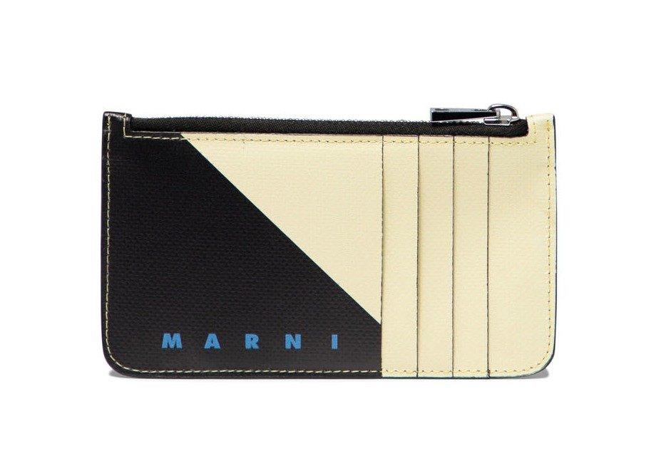 Shop Marni Bicolour Zip-up Cardholder In Neutrals/black