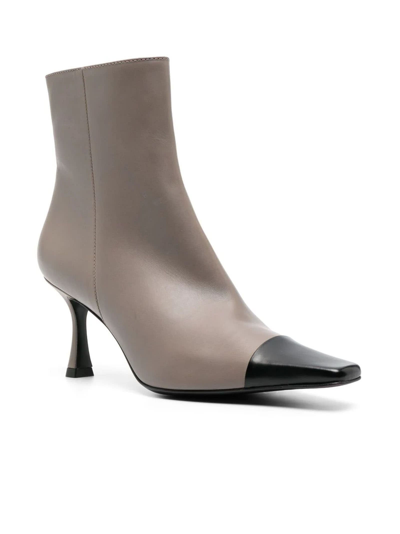 Shop Roberto Festa Taupe Grey Calf Leather Fanny Ankle Boots In Stone Nero
