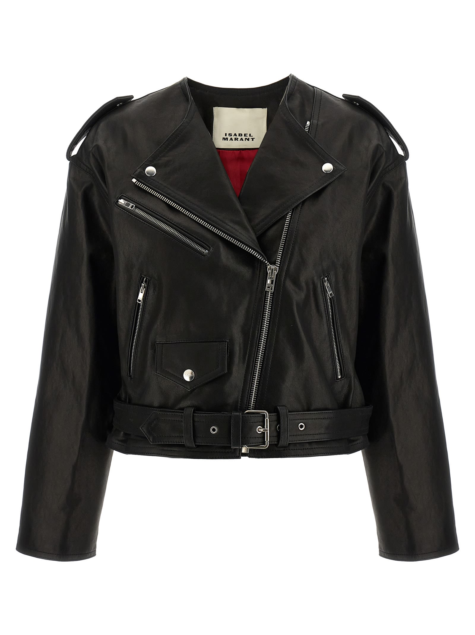 Shop Isabel Marant Audric Biker Jacket In Black