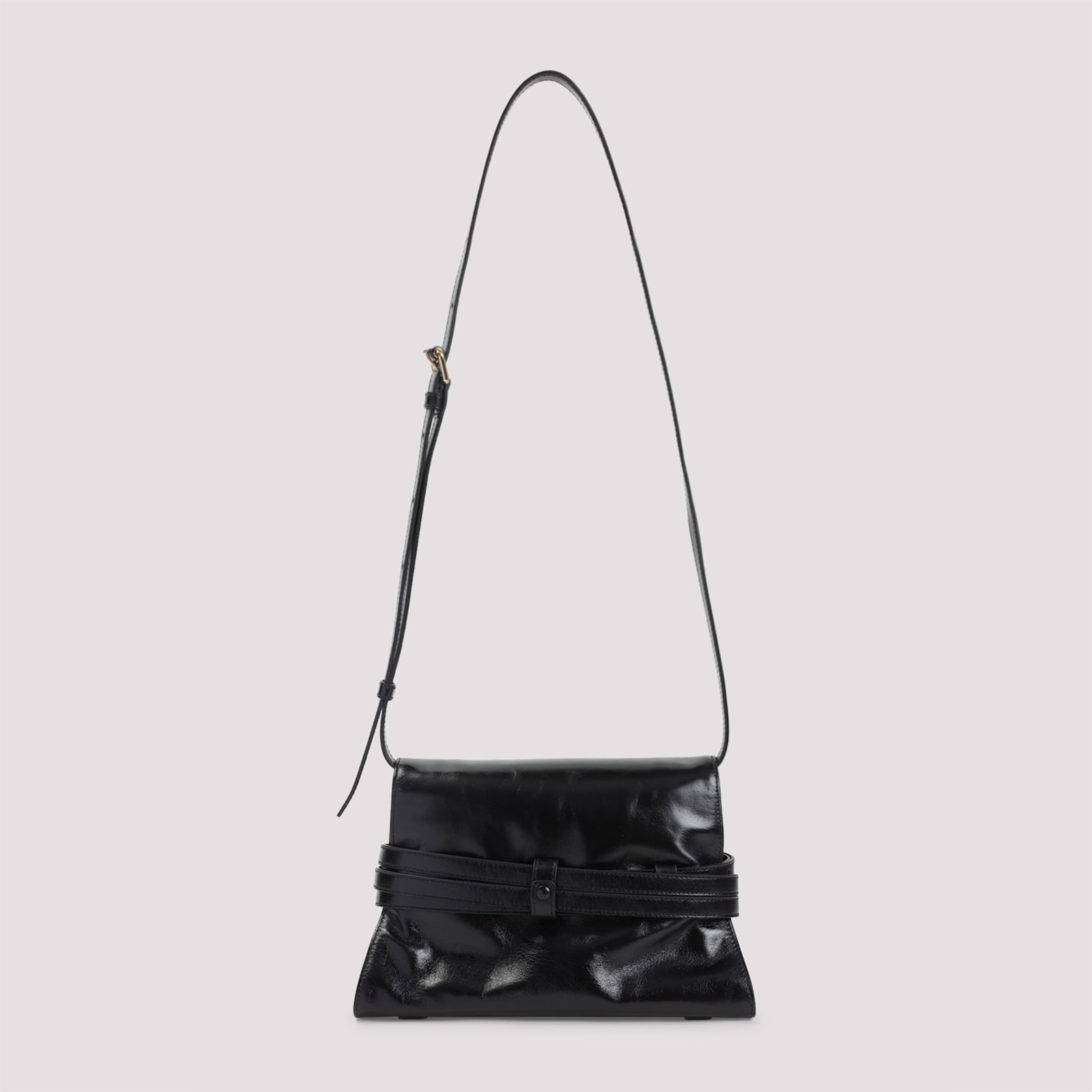 Moschino Structured Leather Shoulder Bag With Adjustable Strap In Black