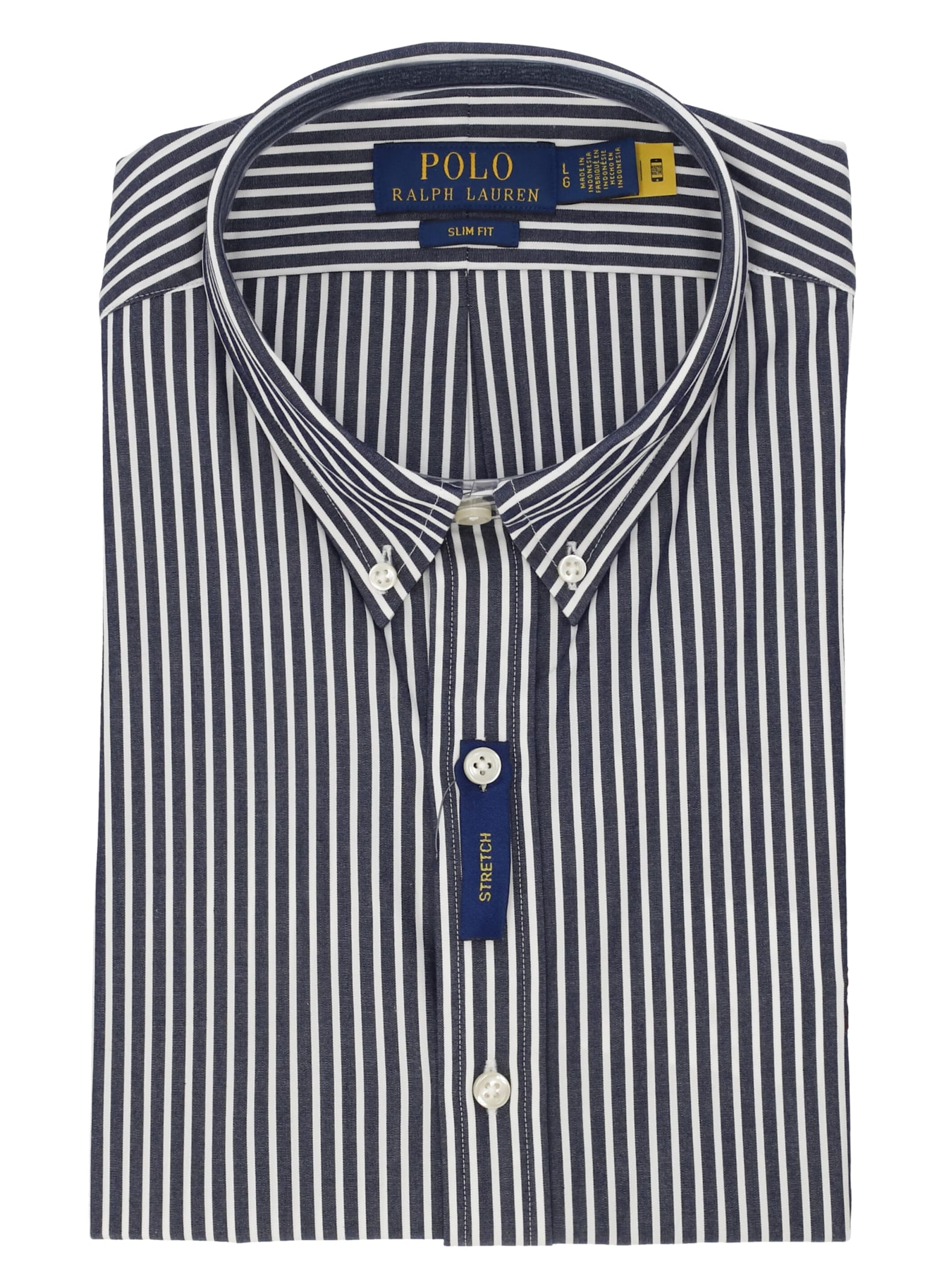 Polo Ralph Lauren Striped Pattern Button-down Collar Long Sleeves In Blue