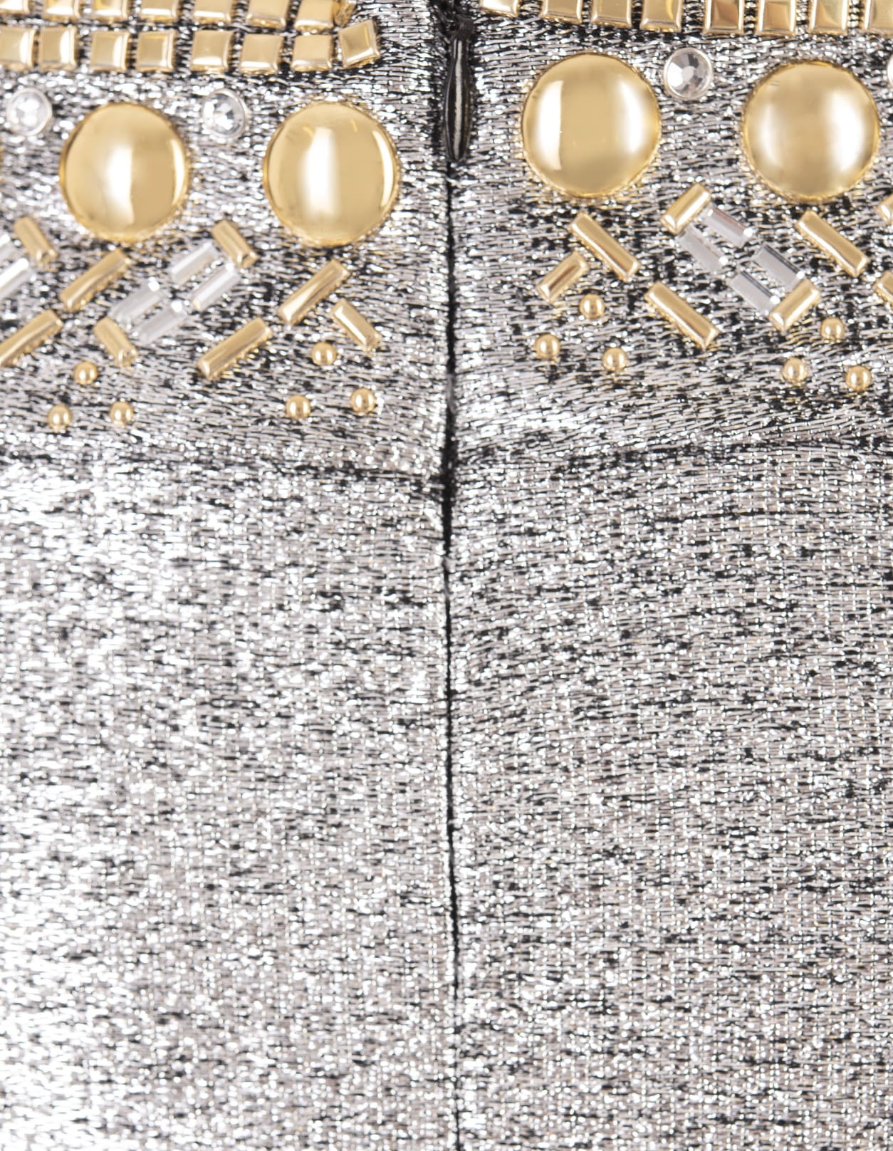 Shop Rabanne Silver Long Skirt With Gold Studs