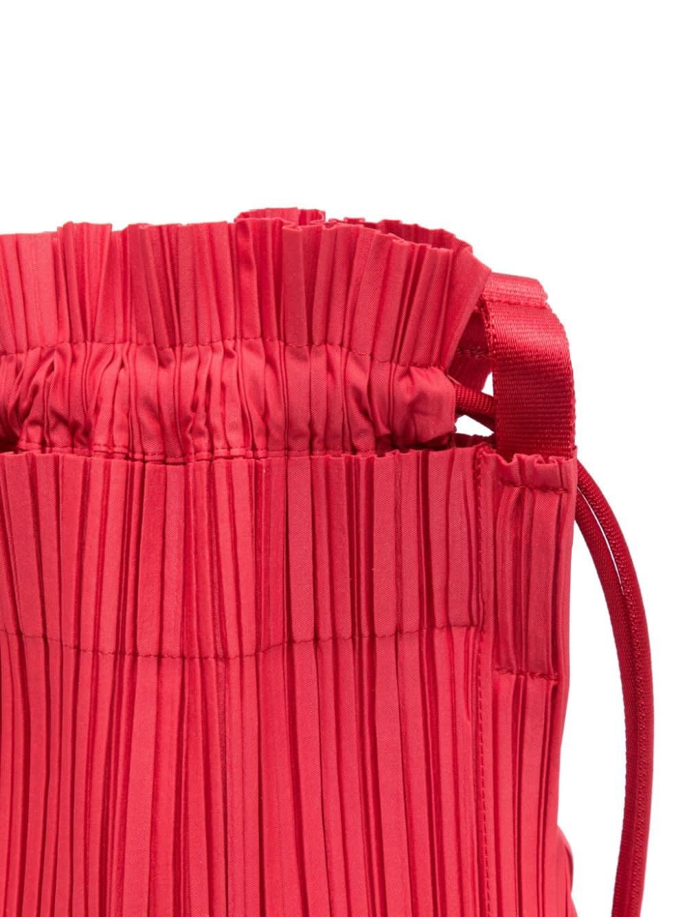 Issey Miyake Square Pelated Bucket Bag In Red
