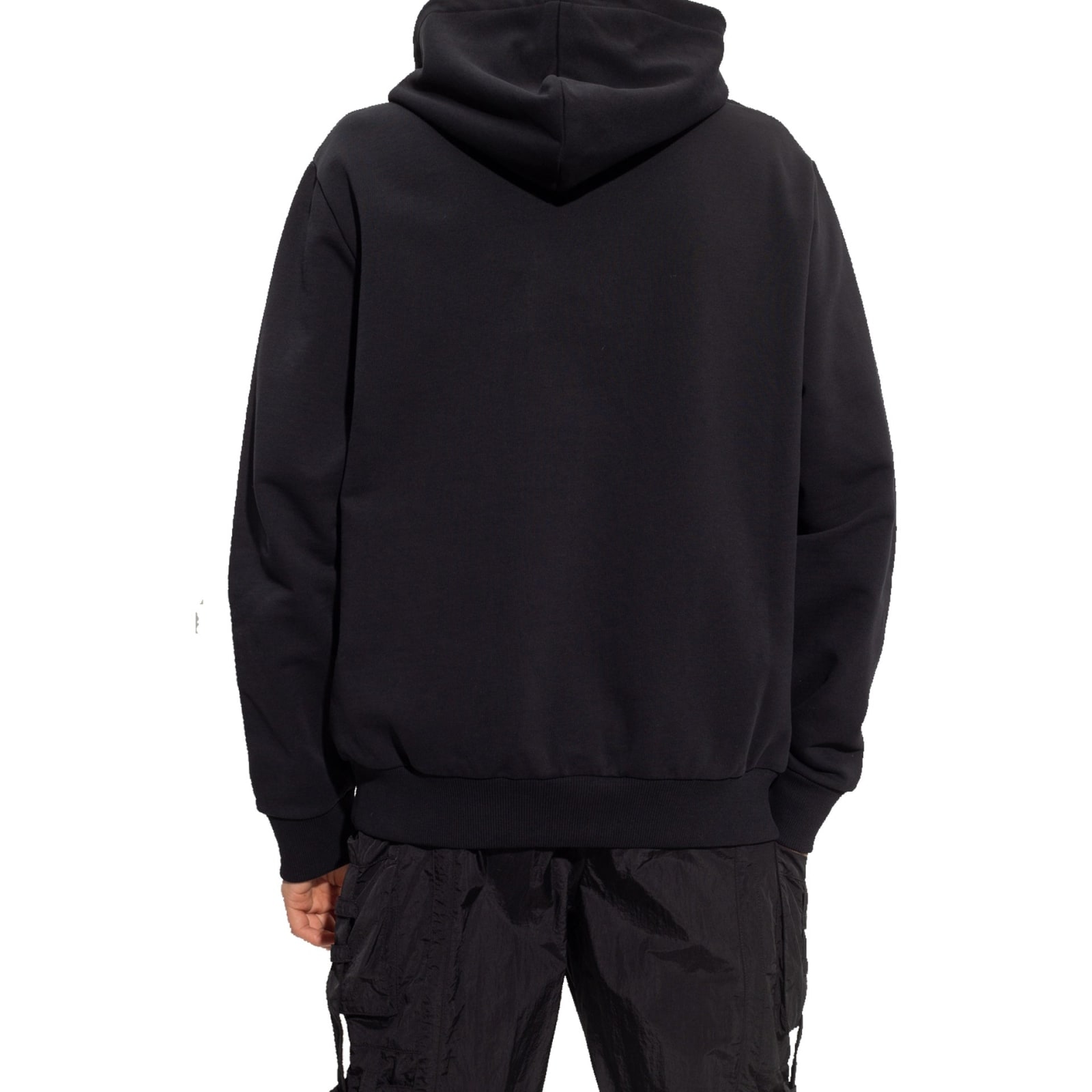 Shop Balmain Logo Hooded Sweatshirt In Black