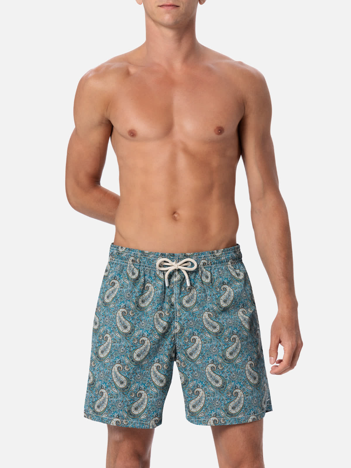 Mc2 Saint Barth Gustavia Paisley-print Swim Shorts In Green