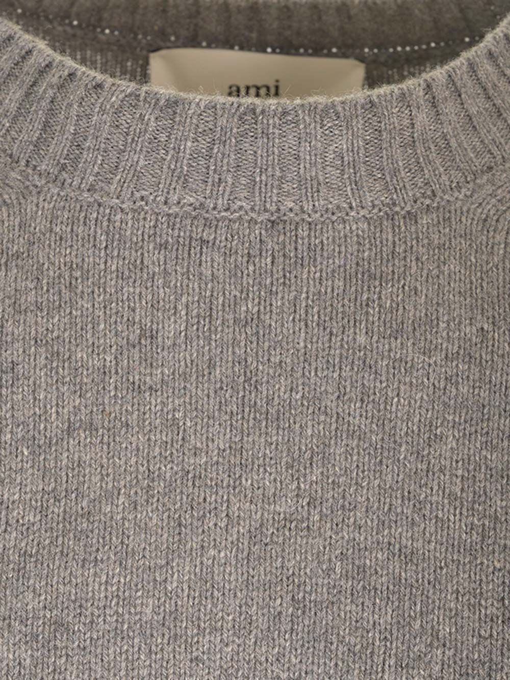 Shop Ami Alexandre Mattiussi Grey Cashmere Sweater