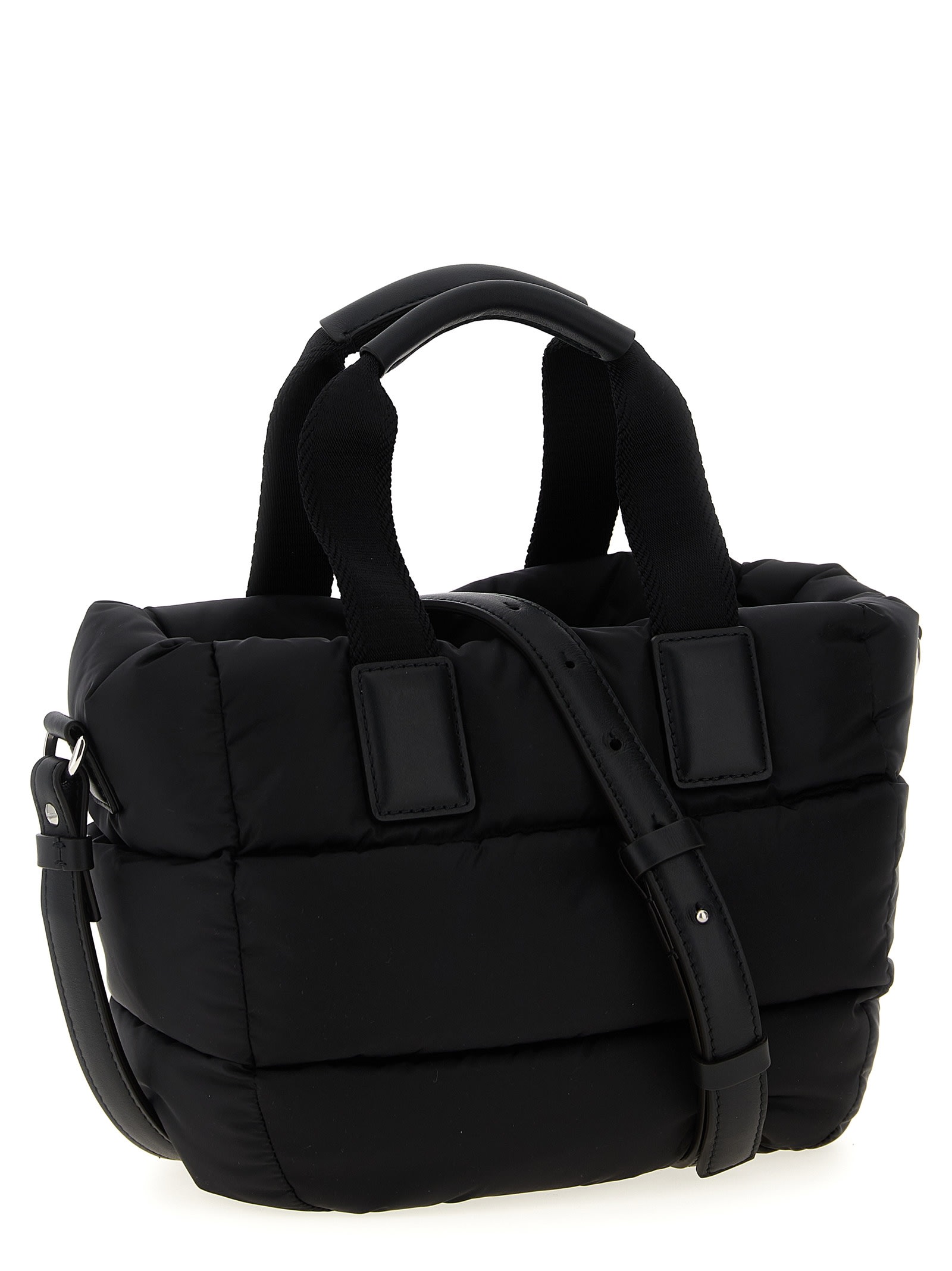 Moncler Borsa A Mano Caradoc Mini In Tessuto Nero Donna In Black