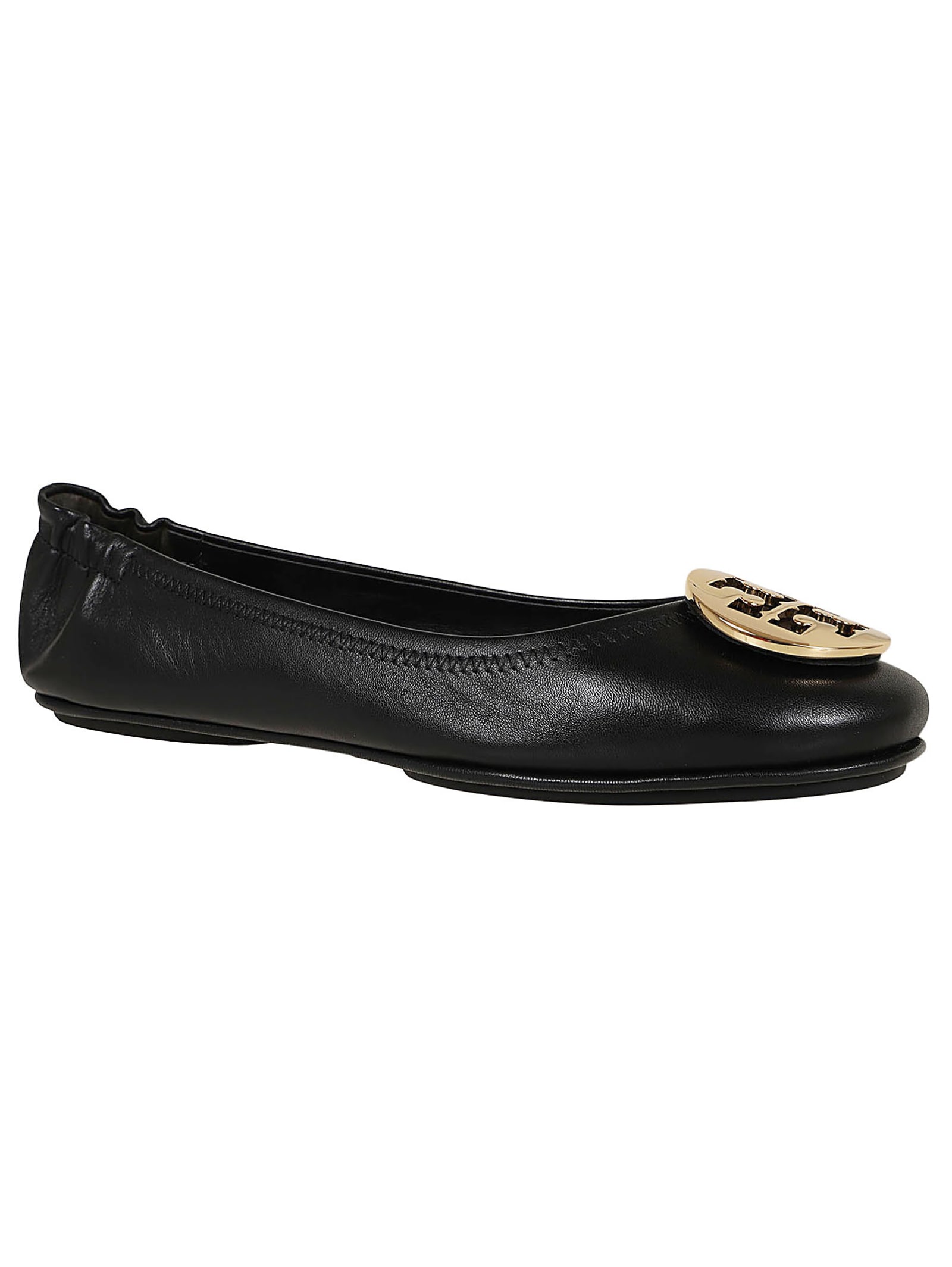 Shop Tory Burch Minnie Travel Ballet With Metal Logo In Black
