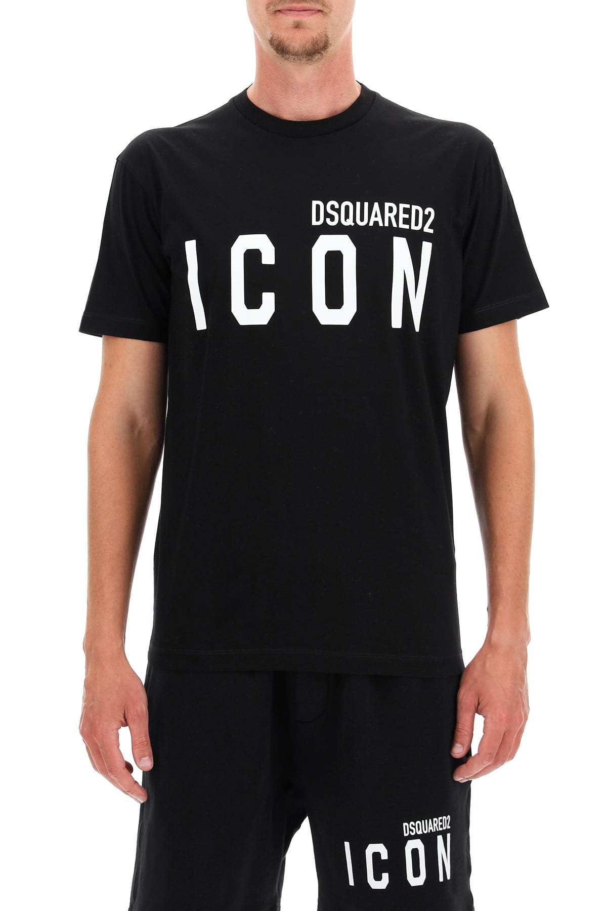 Shop Dsquared2 Icon Print T-shirt In Black White (black)
