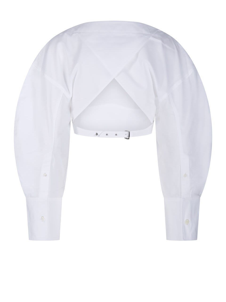 Shop Jacquemus Open-back Cropped Shirt In White