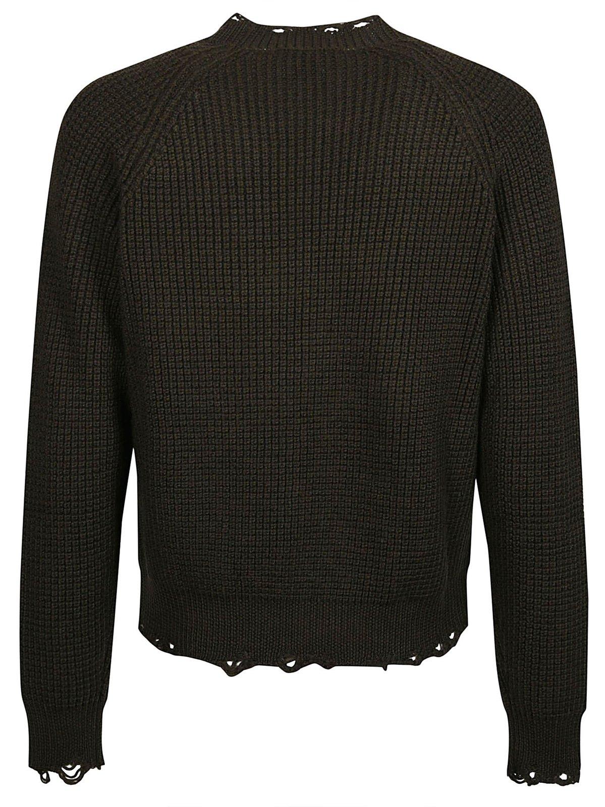 Shop Dsquared2 Distressed Knitted Jumper In Multicolour