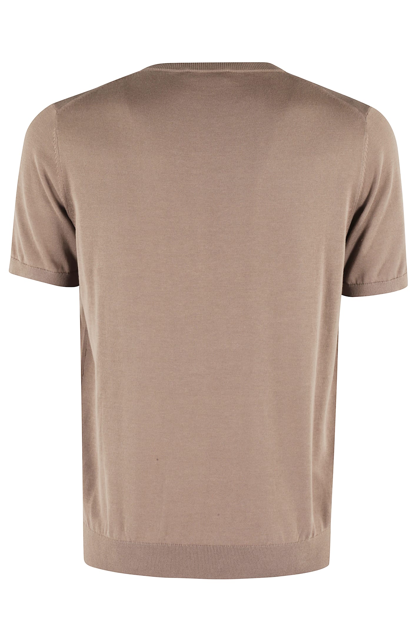 Kangra Cashmere Kangra Short-sleeved Ribbed Cotton Knit Top In Tortora