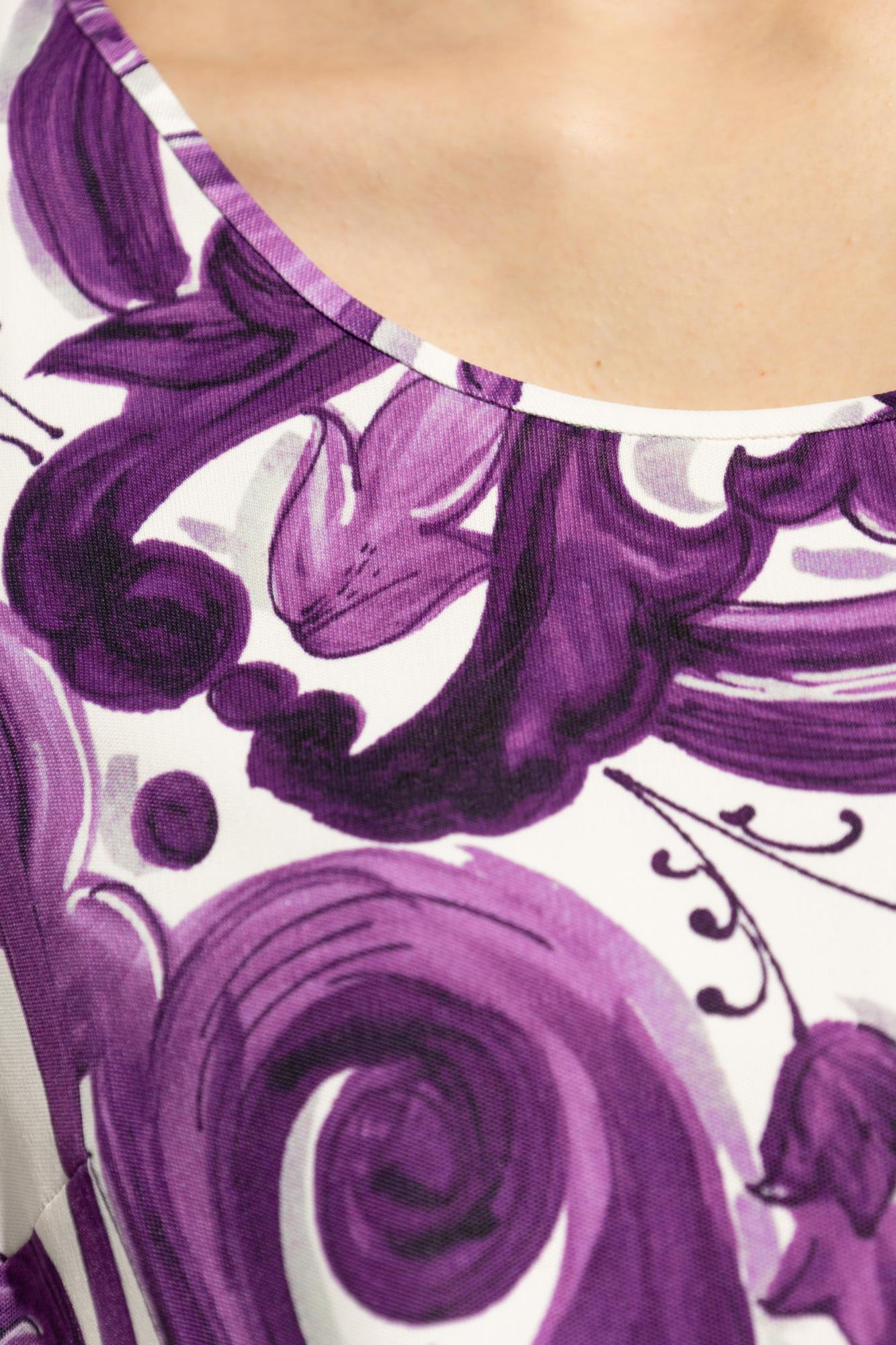 Dolce & Gabbana Top With Majolica Print In Purple