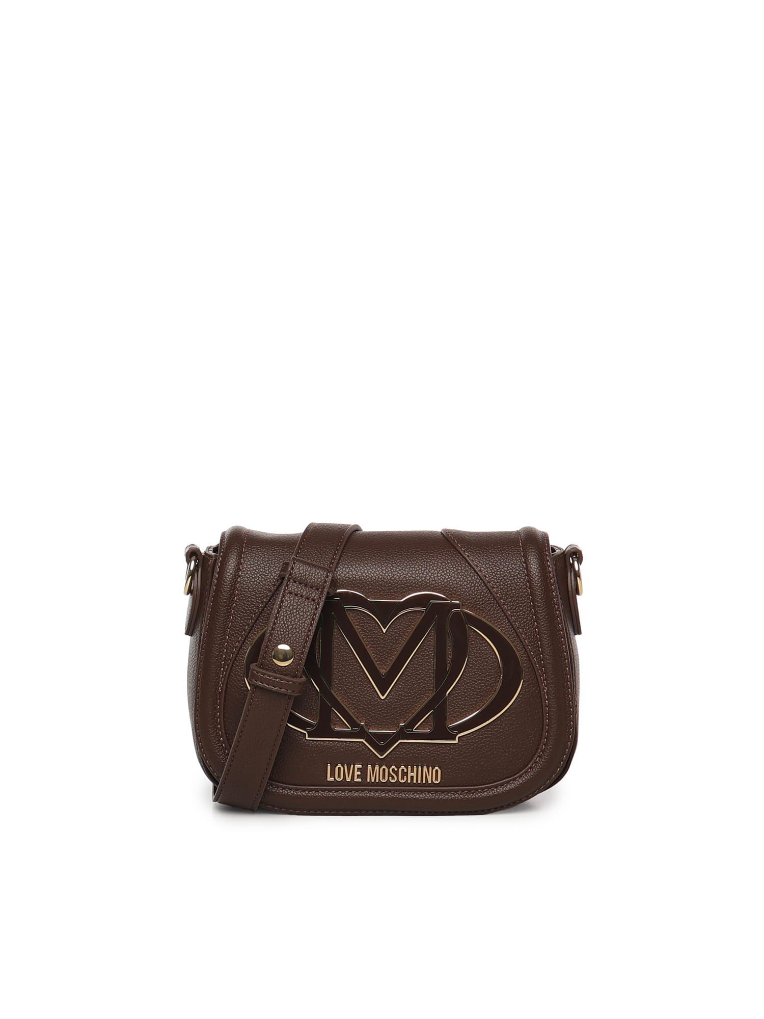 Love Moschino Shoulder Bag With Maxi Logo In Brown