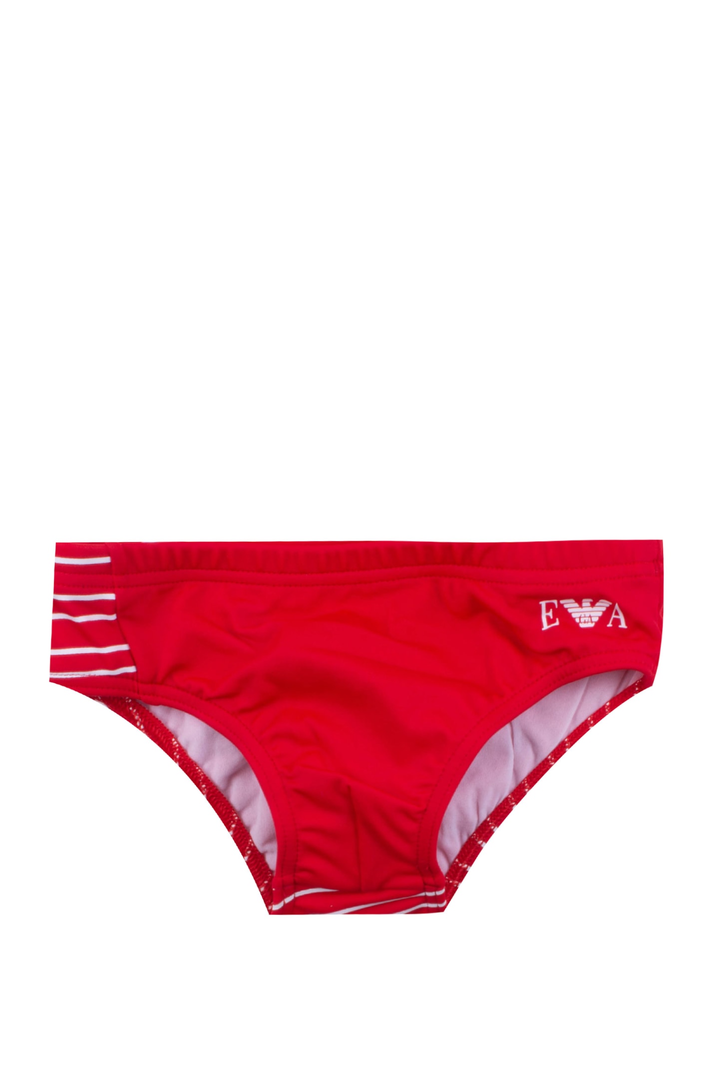Emporio Armani Babies' Slip Swimsuit With Maxi Logo In Red