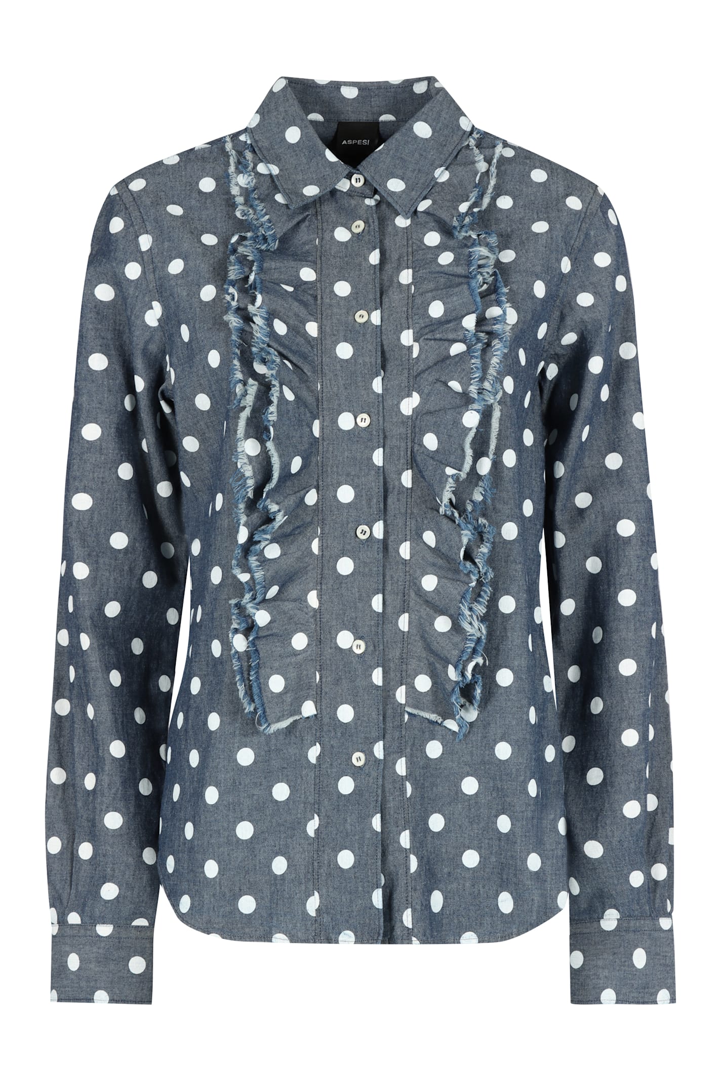 Polka-dot Print Cotton Shirt