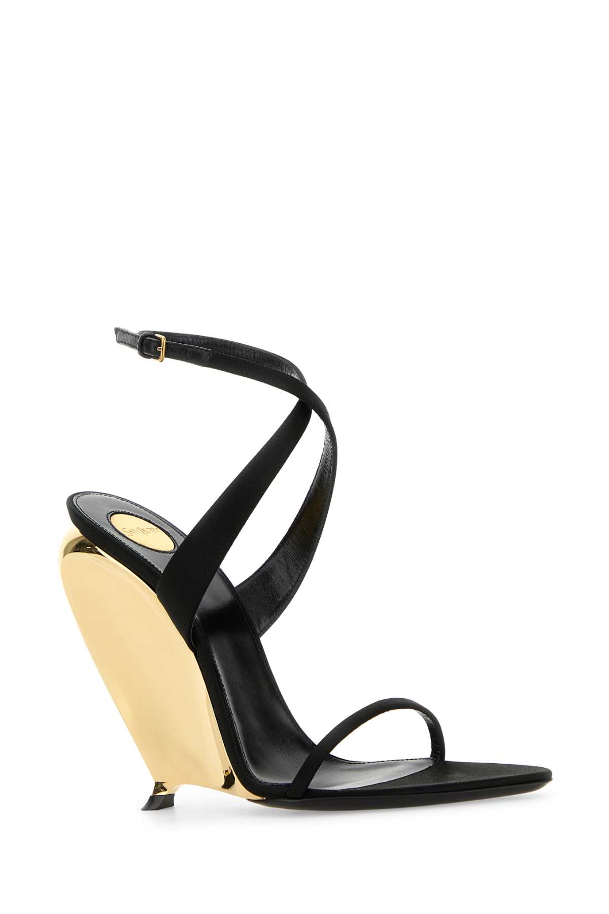 Saint Laurent Tallulah 110 Satin Sandals With Sculptural Wedge Heel