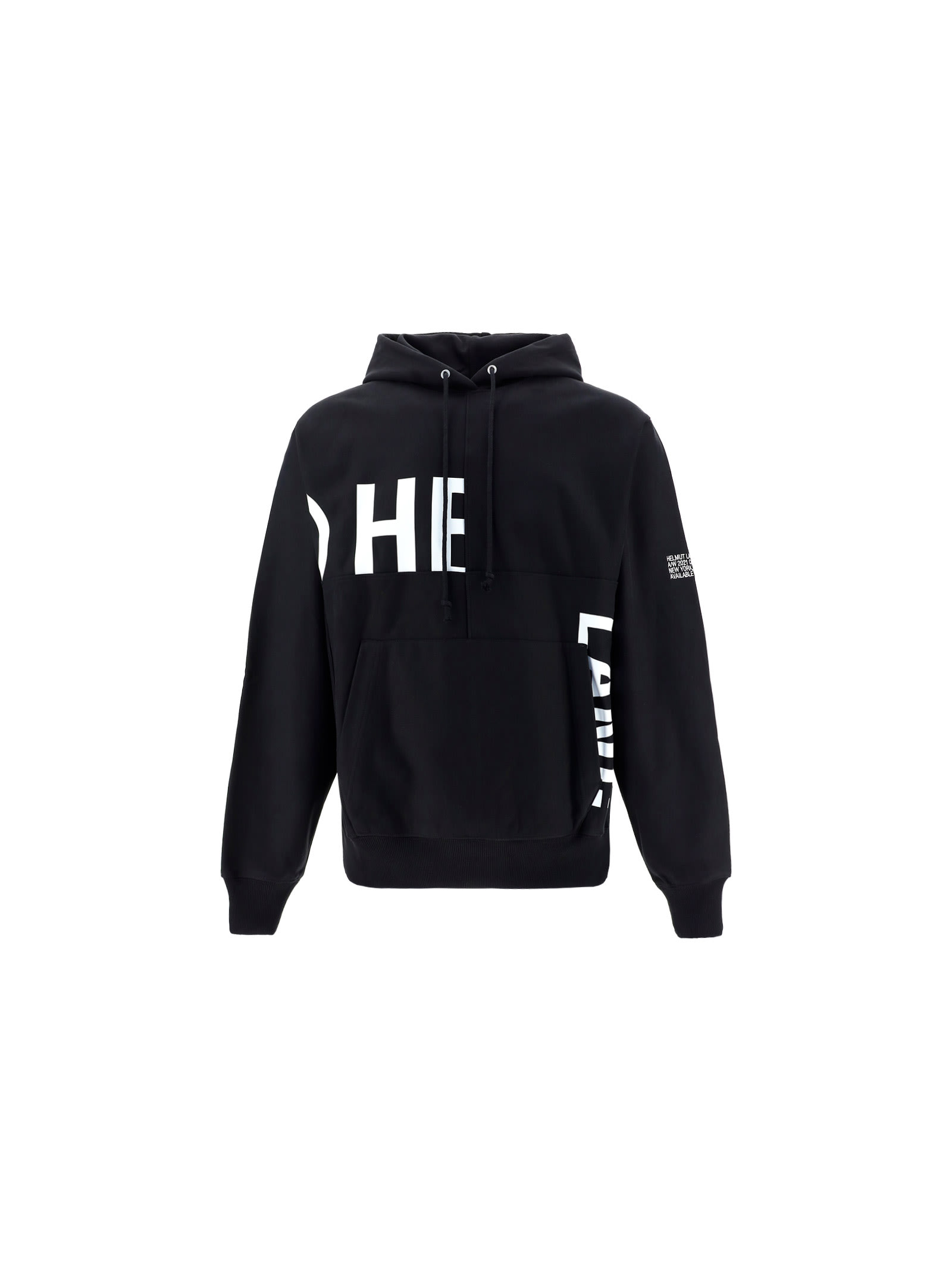 Helmut Lang Patchwork Logo-print Hoodie In Black