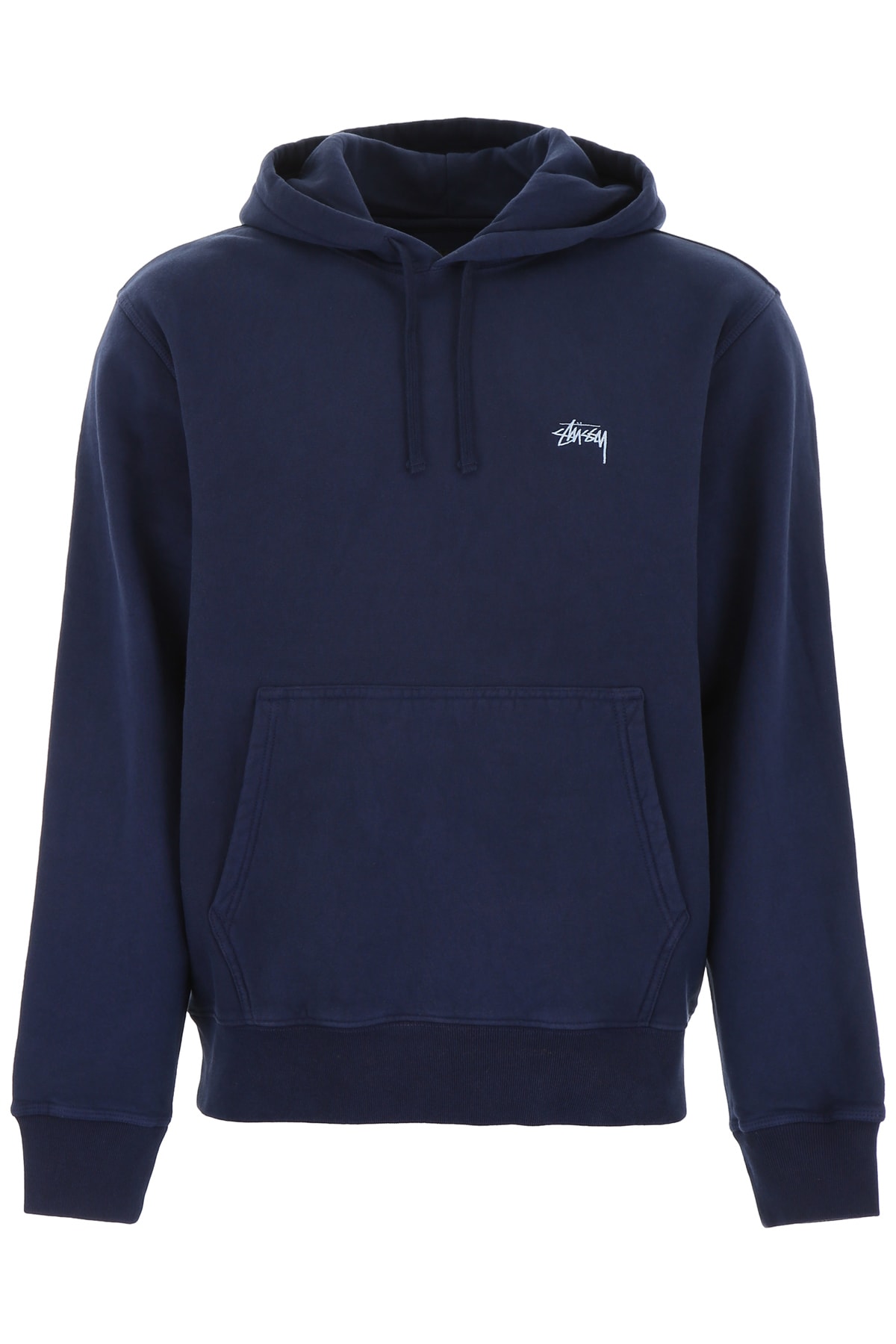 navy blue stussy hoodie