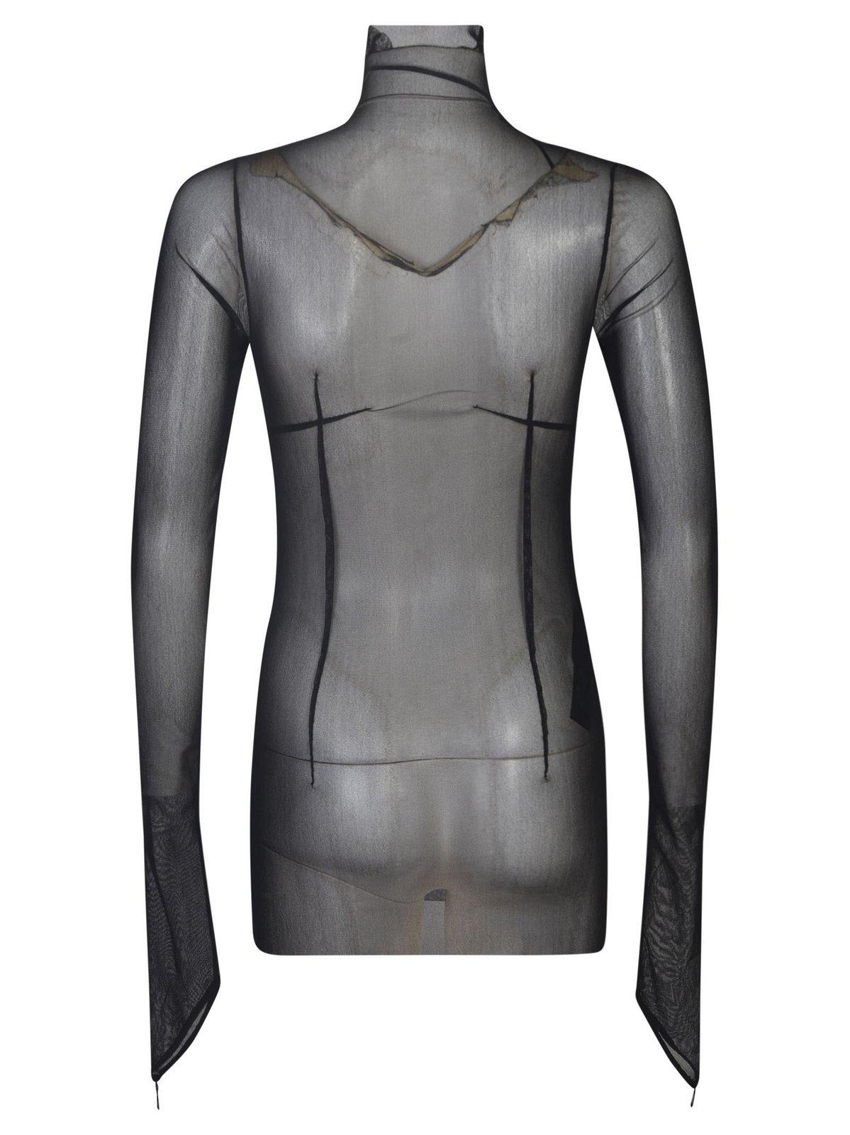 Shop Ann Demeulemeester Sheer Detailed Long-sleeve Top In Black