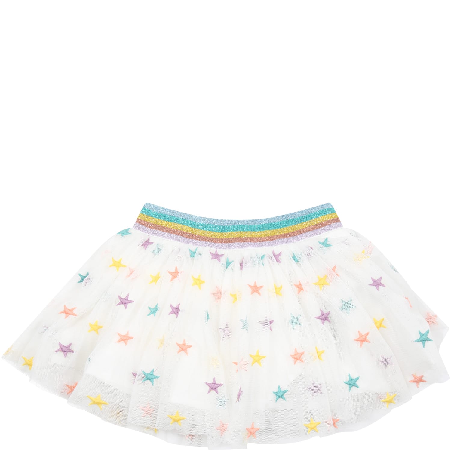 Stella McCartney Kids White Skirt For Baby Girl With Colorful Stars