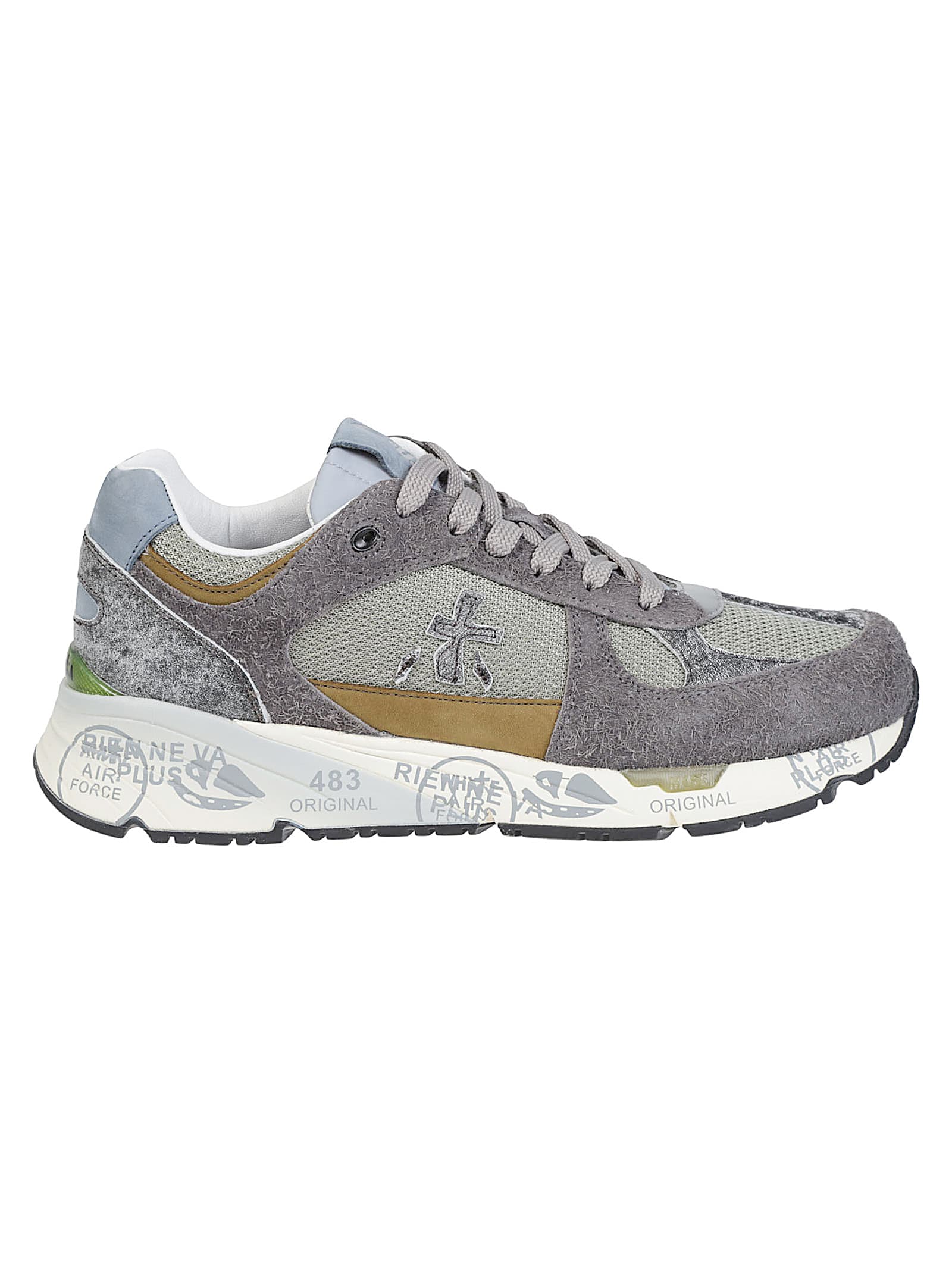 Premiata Suede-panel Lace-up Sneakers In Gray