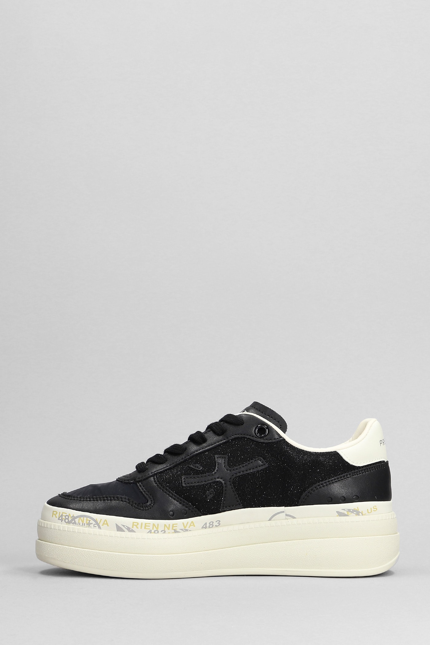 Shop Premiata Micol Sneakers In Black Leather And Fabric